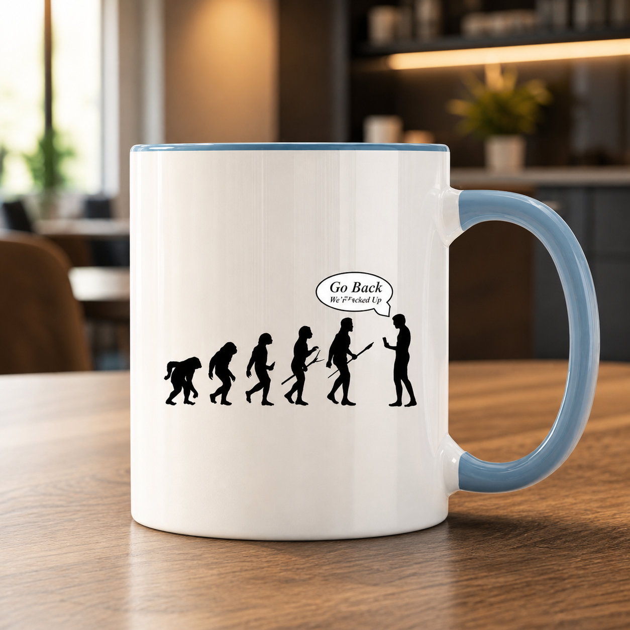 Go Back We Are Fed Up light blue accent mug