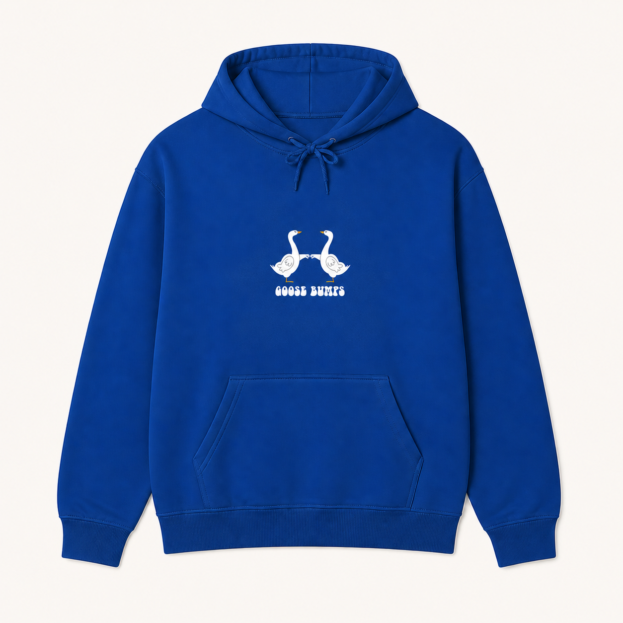Goose Bumps cute goose couple graphic royal hoodie front product image