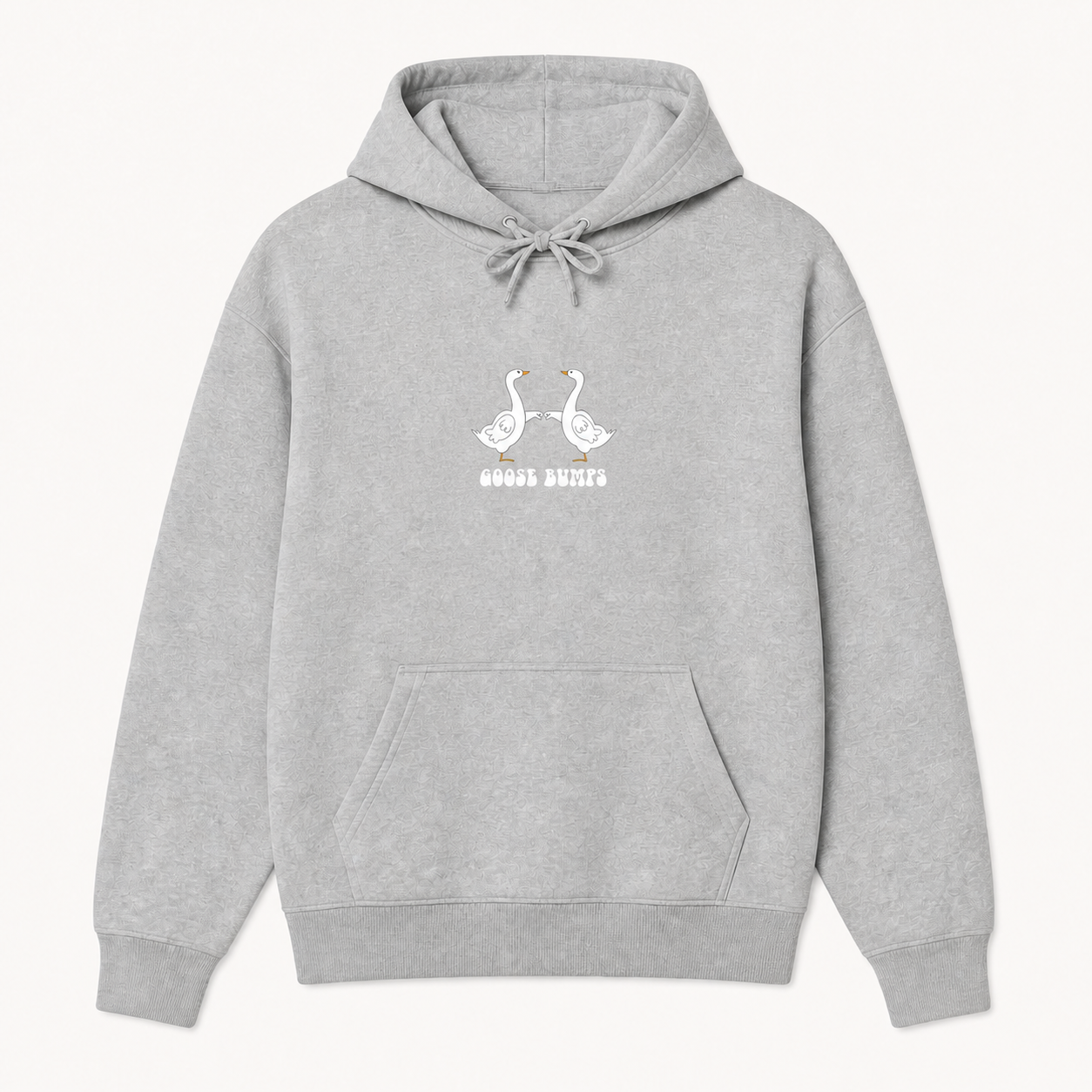 Goose Bumps cute goose couple graphic sport grey hoodie front product image