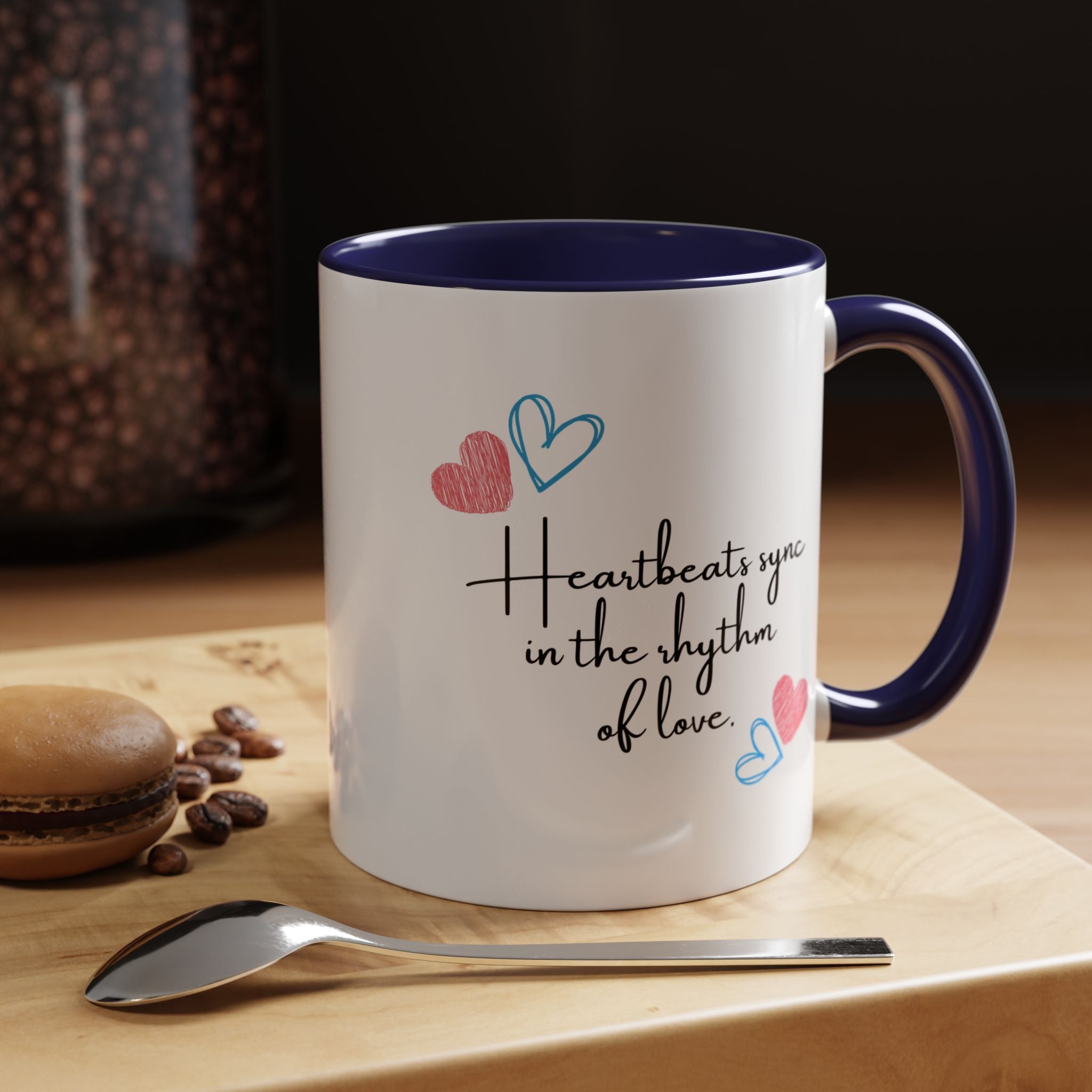 Heartbeats Sync In The Rhythm Of Love Personalized Romantic Love Quote Mug Accent Cup 11/15oz, Anniversary Valentines , V-Day, Couples Gif