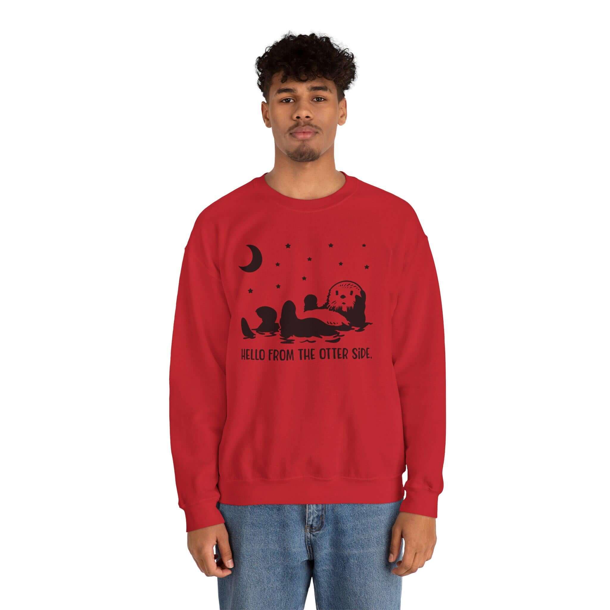 Hello The Otter Side Otter Marine Animal Lover Funny Sweatshirt
