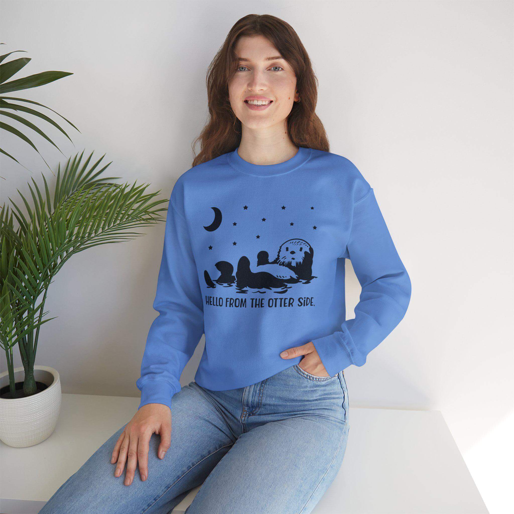 Hello The Otter Side Otter Marine Animal Lover Funny Sweatshirt