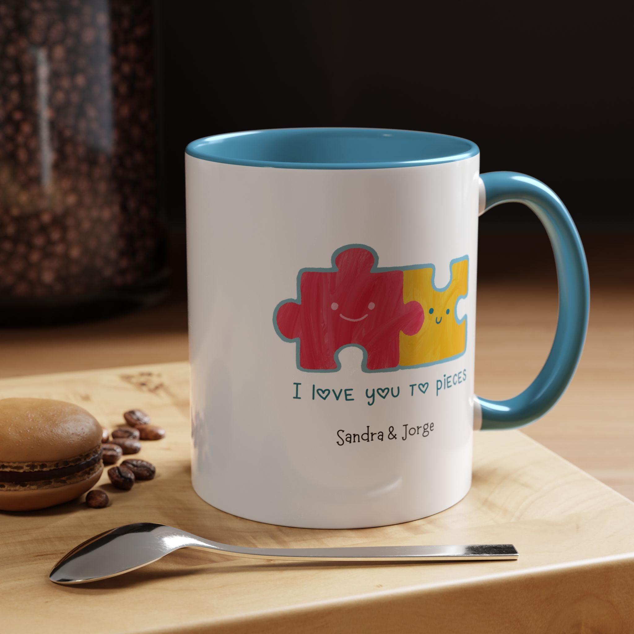 I love You To Pieces Personalized Coffee Mug, , Accent Cup 11/15oz, Anniversary, Valentines, Romantic, V-Day, Couples Gift