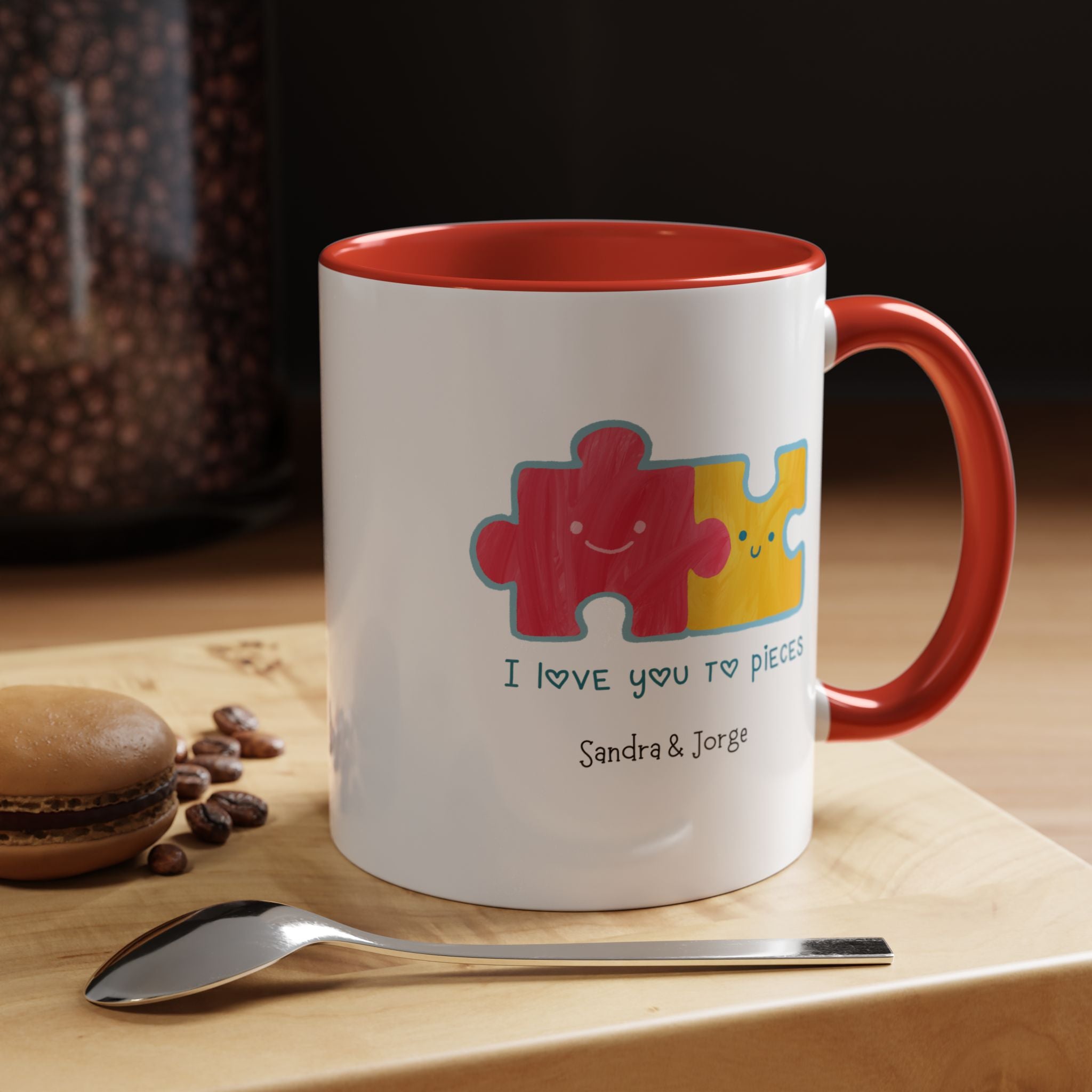 I love You To Pieces Personalized Coffee Mug, , Accent Cup 11/15oz, Anniversary, Valentines, Romantic, V-Day, Couples Gift