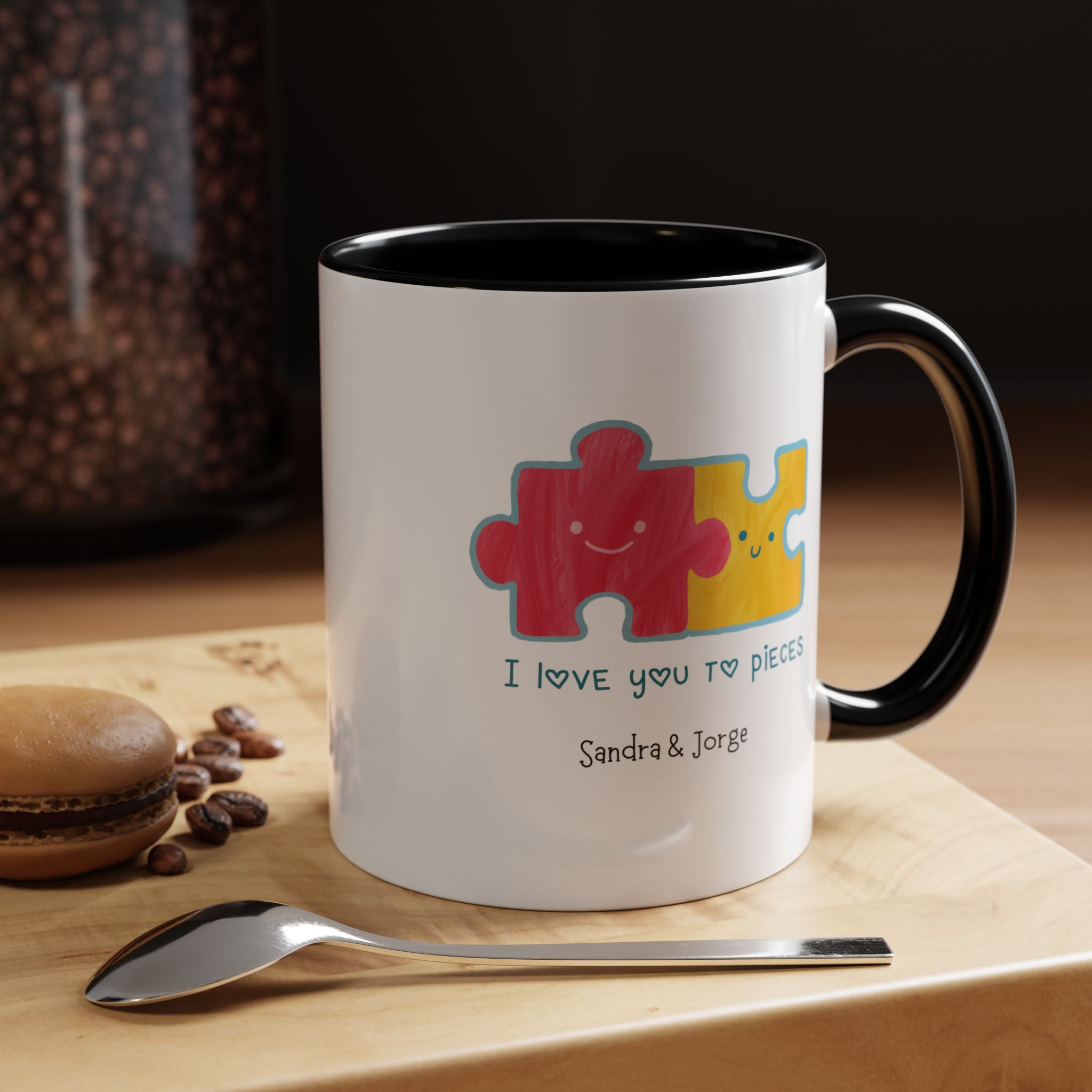 I love You To Pieces Personalized Coffee Mug, , Accent Cup 11/15oz, Anniversary, Valentines, Romantic, V-Day, Couples Gift
