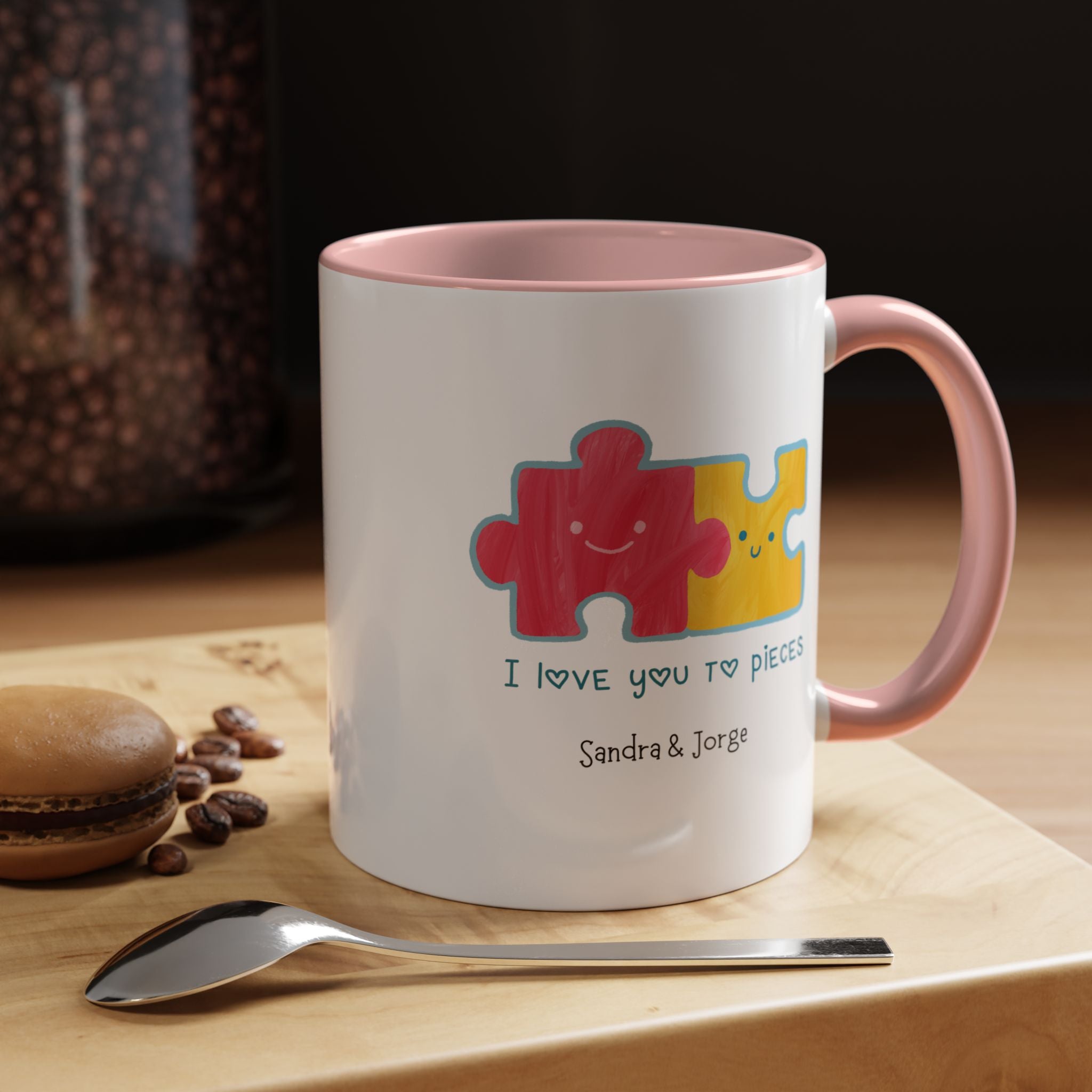 I love You To Pieces Personalized Coffee Mug, , Accent Cup 11/15oz, Anniversary, Valentines, Romantic, V-Day, Couples Gift