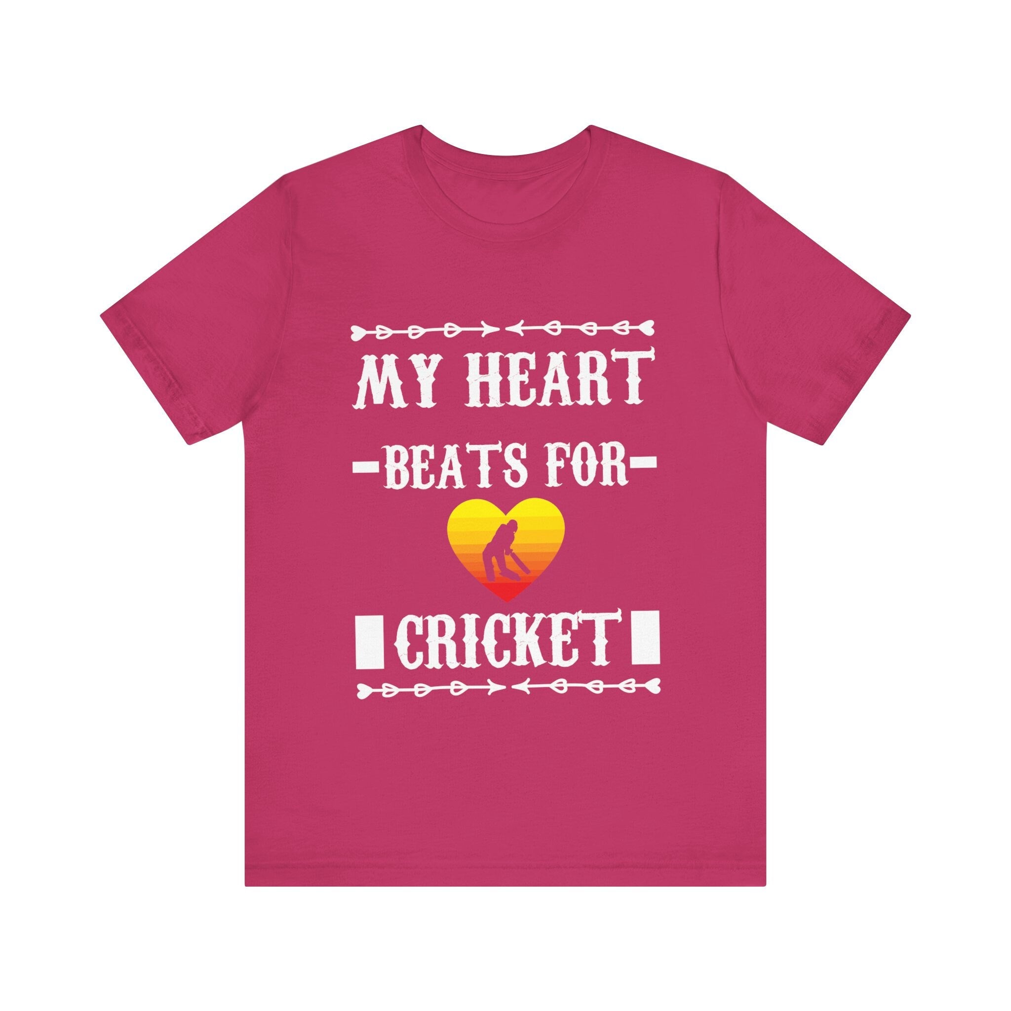 My Heart beats for Cricket Unique  fashion cricket lover gift tshirt ideas, IPL/T20 world cup  Jersey Short Sleeve Tee