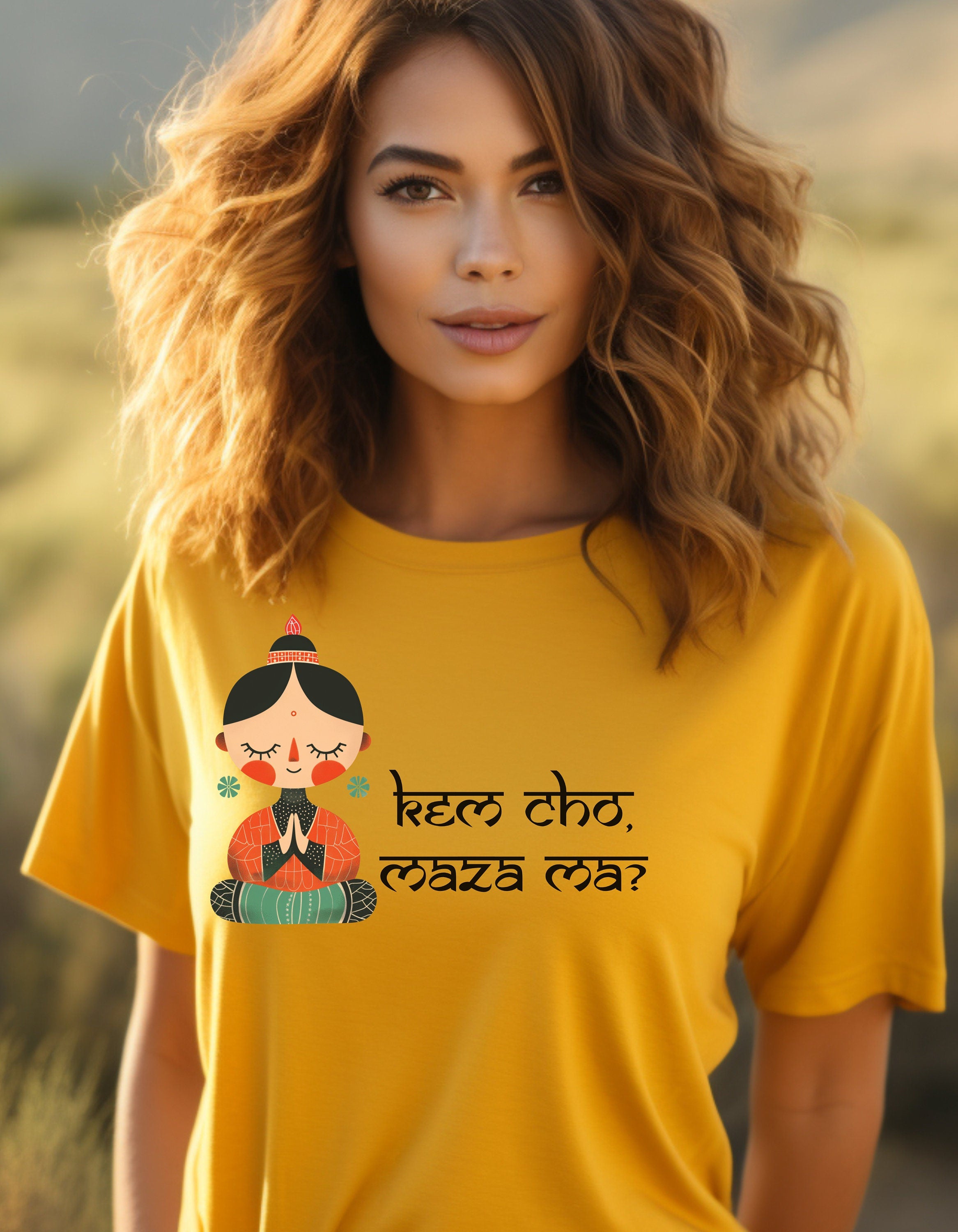 Kem Cho, Maza Ma? Funny Indian pride slogan gift Desi Swag Pakistani tshirt brown humor T-shirt Punny tee shirt Unisex  Tee