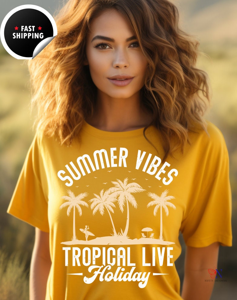 Summer Vibes Tropical Live Holiday, summer vacation teeshirt Adventure tshirt, Retro Summer, Vacation Squad Shirt, Funny  T-shirt