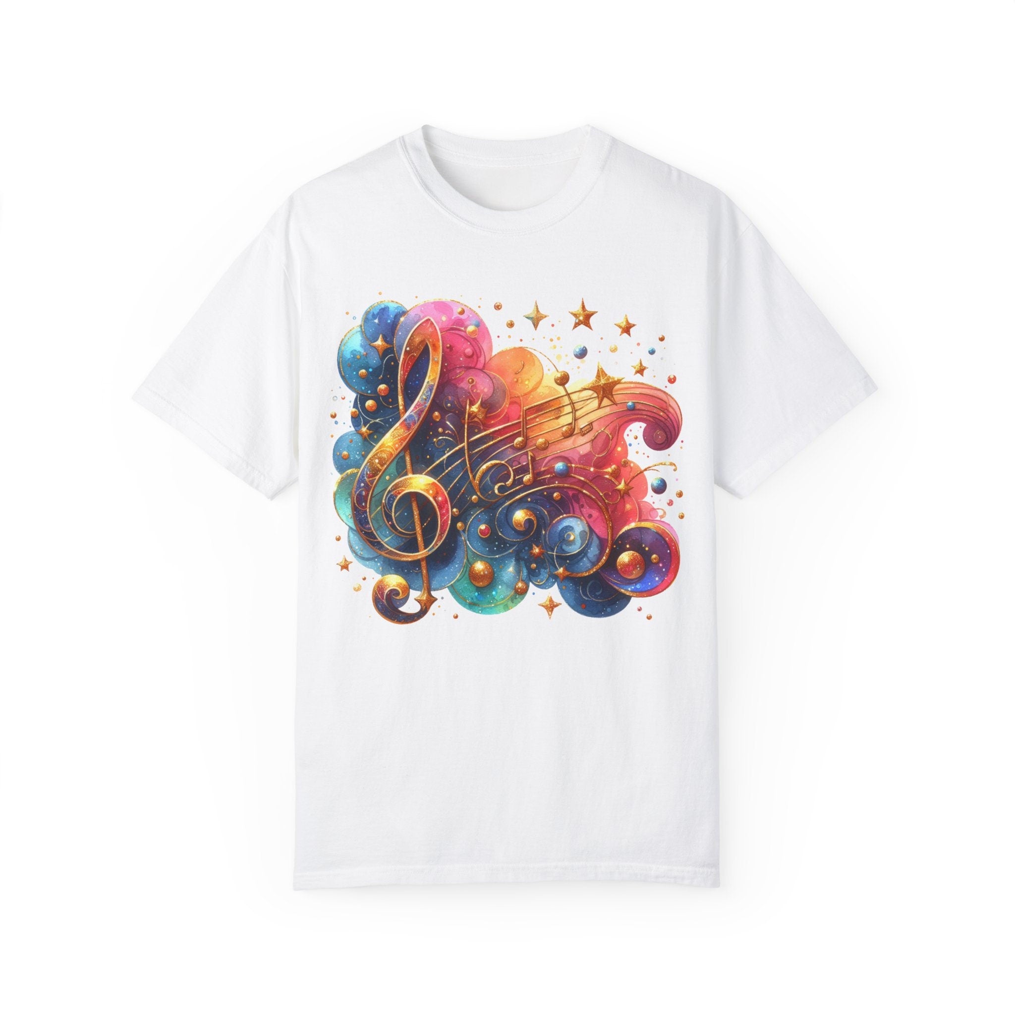 Music note tshirt, calm positive healing music vibes musical gift idea, Fancy Treble Clef Music Shirt Unisex T-shirt