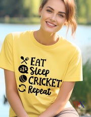 Eat Sleep Cricket Repeat Unique  fashion cricket lover gift tshirt ideas, IPL/T20 world cup  Jersey Short Sleeve Tee