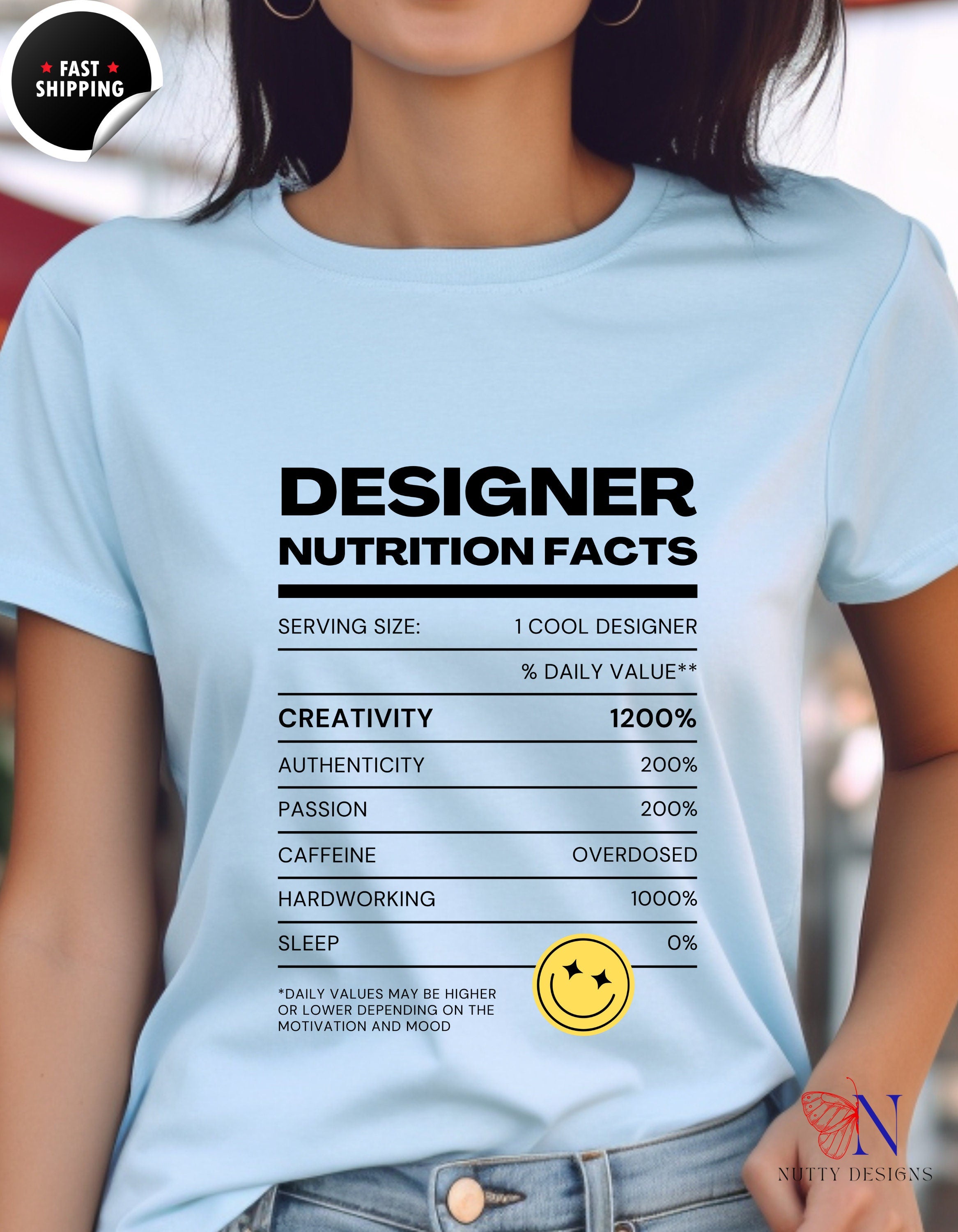 Designer Nutrition Facts Shirt, Funny Designer Shirt, Creativity Shirt, Design Shirt, Creative Shirt, Creative Drive Shirt unisex Shirt