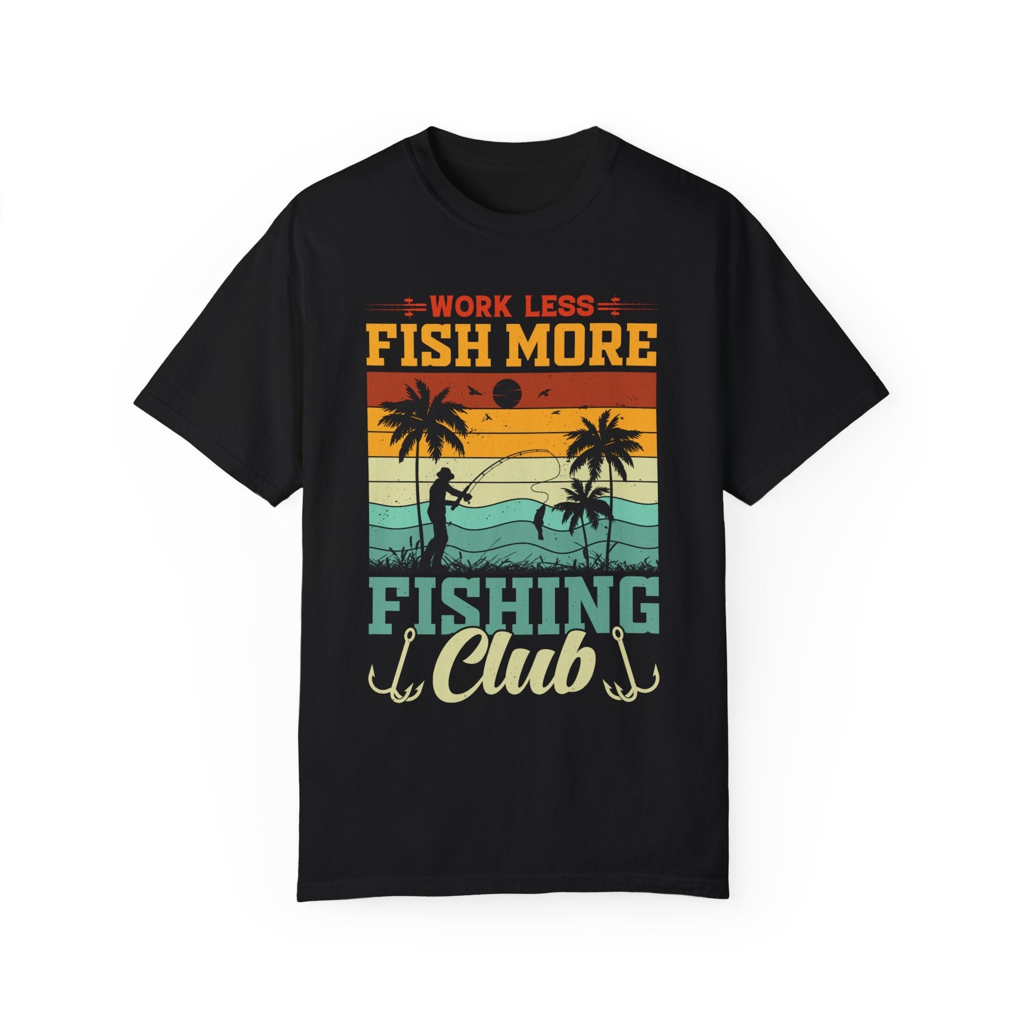 Work Less, Fish More , Fishing Club, Family Vacation, Summer vibes , Retro Summer, Vacation Squad Shirt, Funny  T-shirt