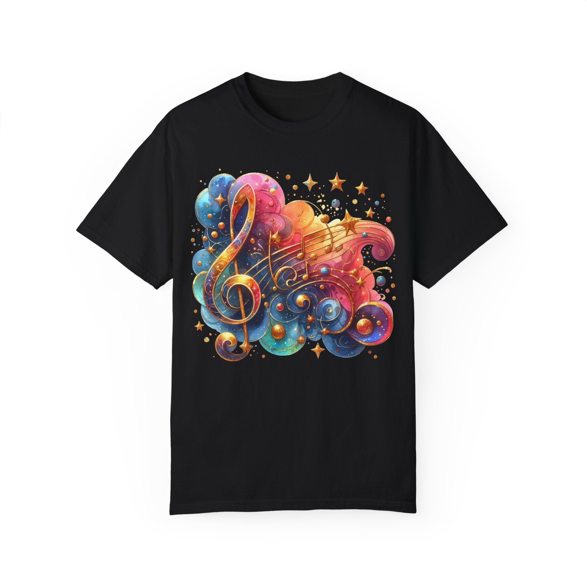 Music note tshirt, calm positive healing music vibes musical gift idea, Fancy Treble Clef Music Shirt Unisex T-shirt