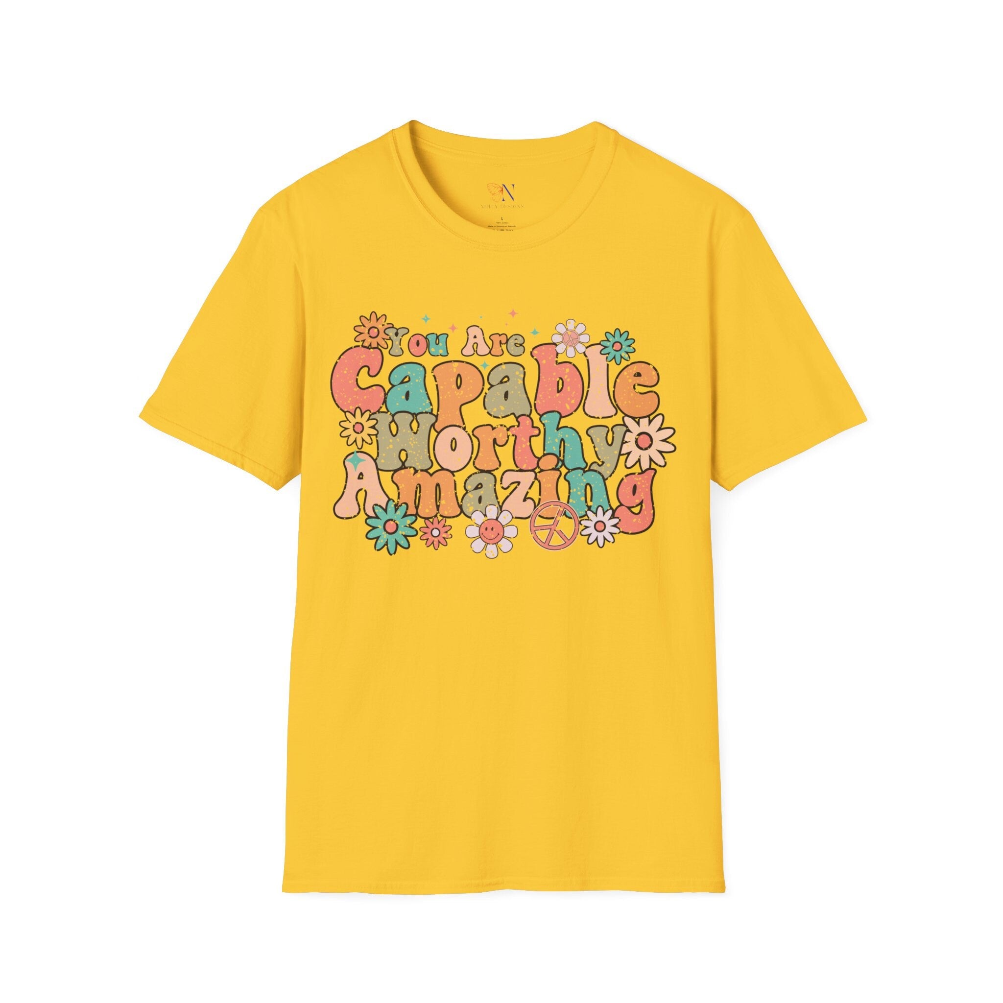 You Are Capable Worthy Amazing, Encouraging T-Shirt, Happy T-Shirt, Positive Sayings Tshirt, Good Vibes Only, Positivity Quotes unisex Shirt