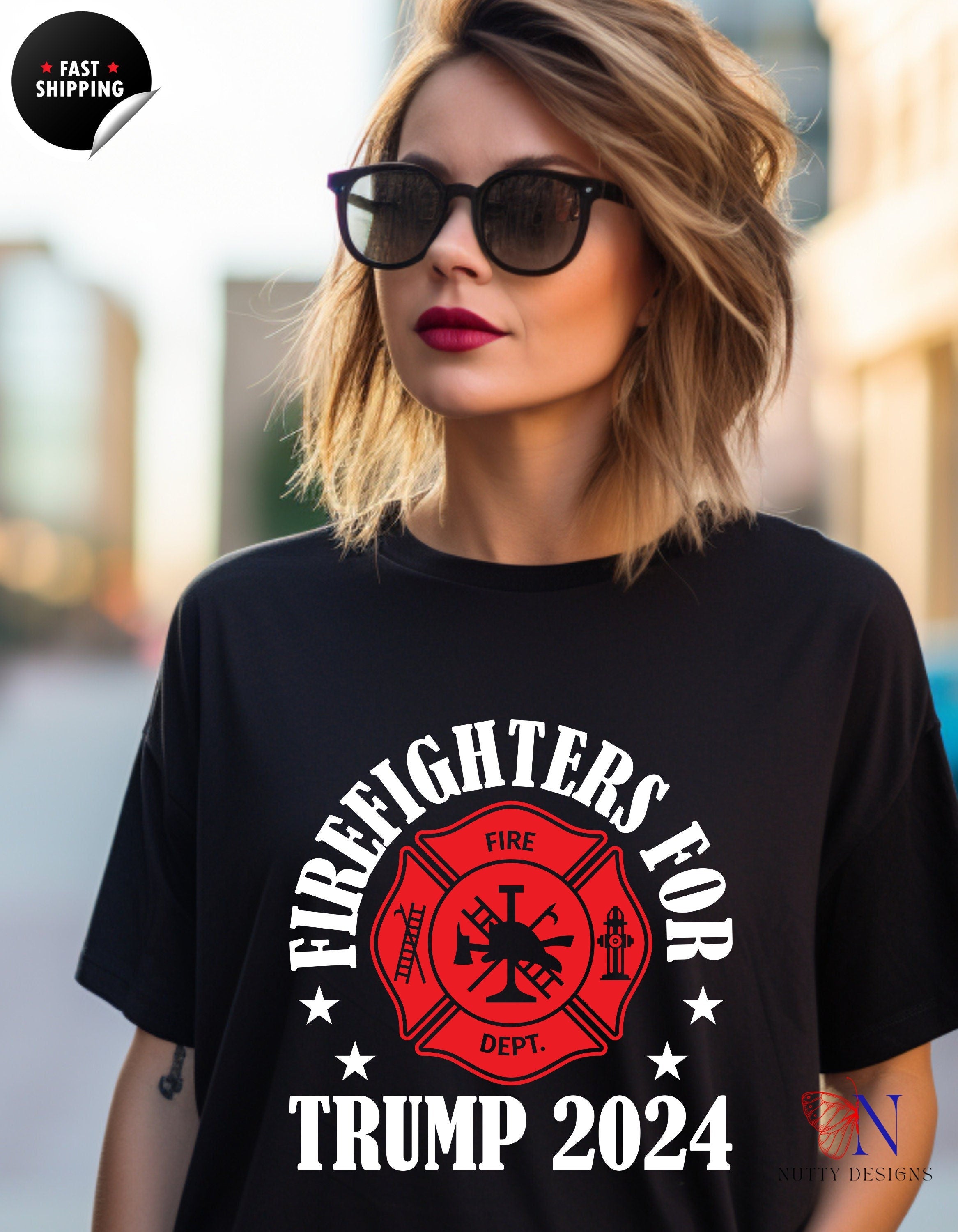 Firefighters for Trump 2024 Shirt, Patriotic Tee, Support Trump Firefighter Support Tee, Presidential Election Republican unisex T-Shirt