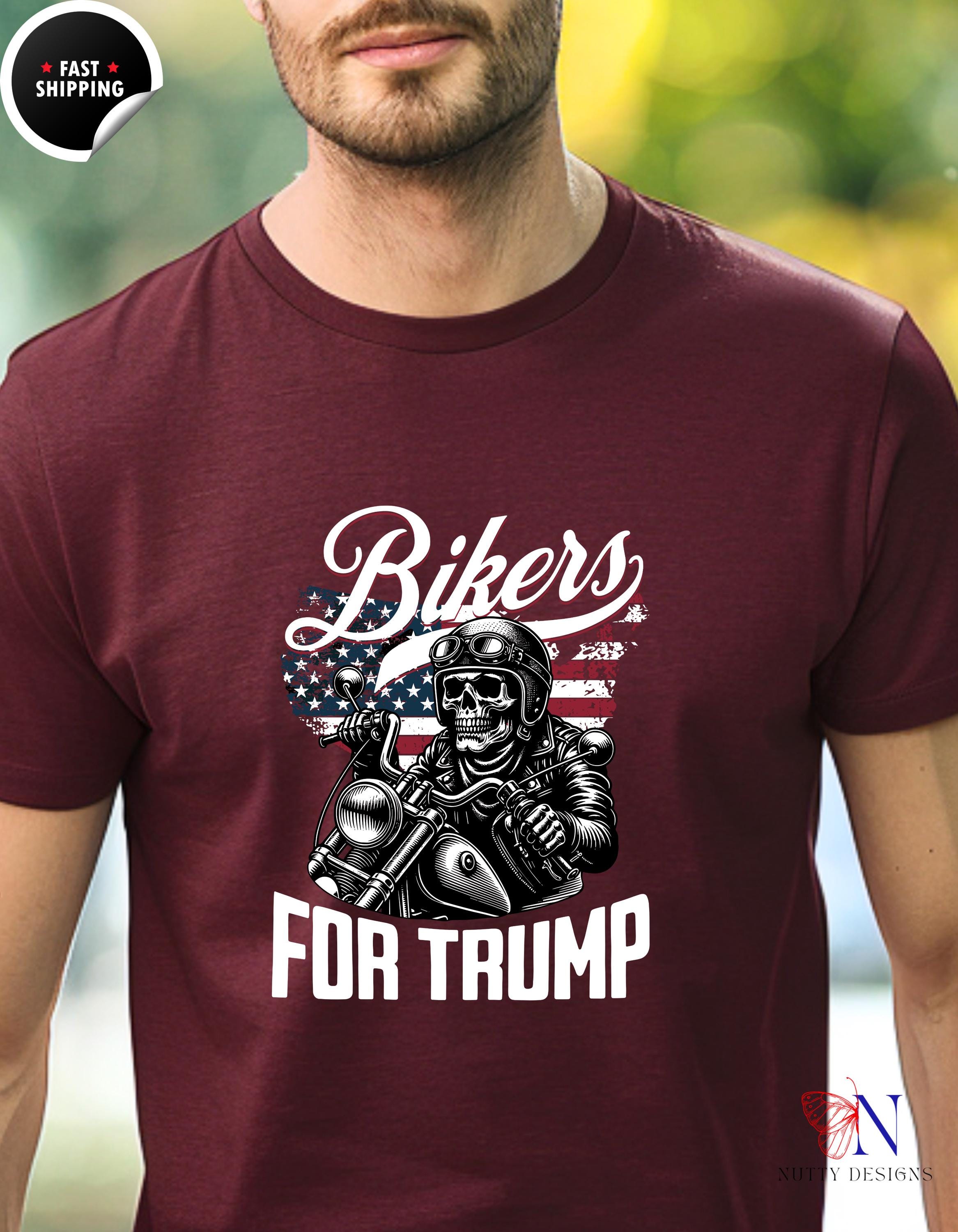 Biker's for Trump GOP T-Shirt - Patriotic Apparel, Political Tee, Republican Support, Gift for MAGA Lover Biker & Trump Fans, Anti Democrat