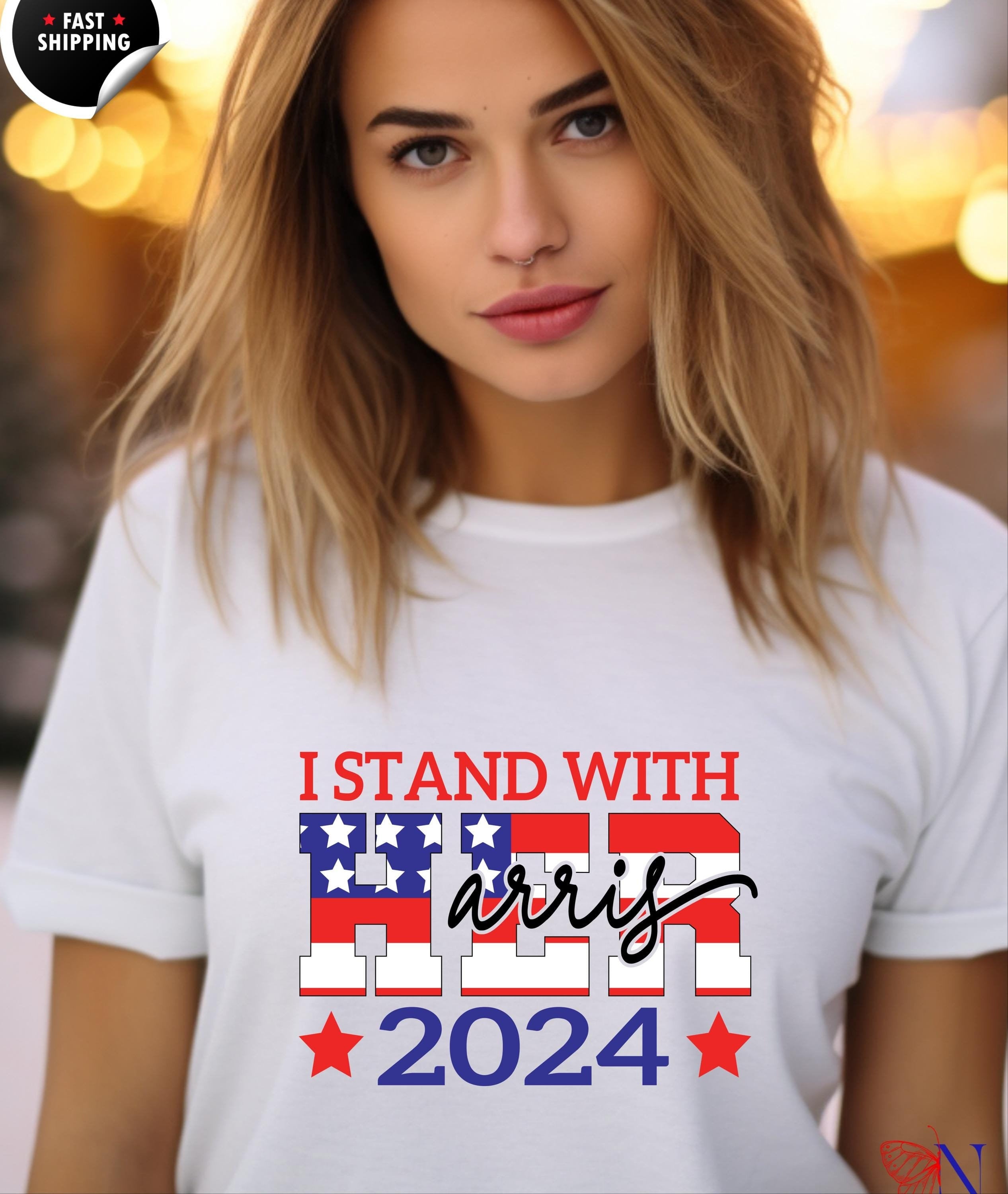 I Stand With Her T-Shirt | Kamala Harris 2024 Campaign Tee | Feminist Apparel & Political Statement Shirt