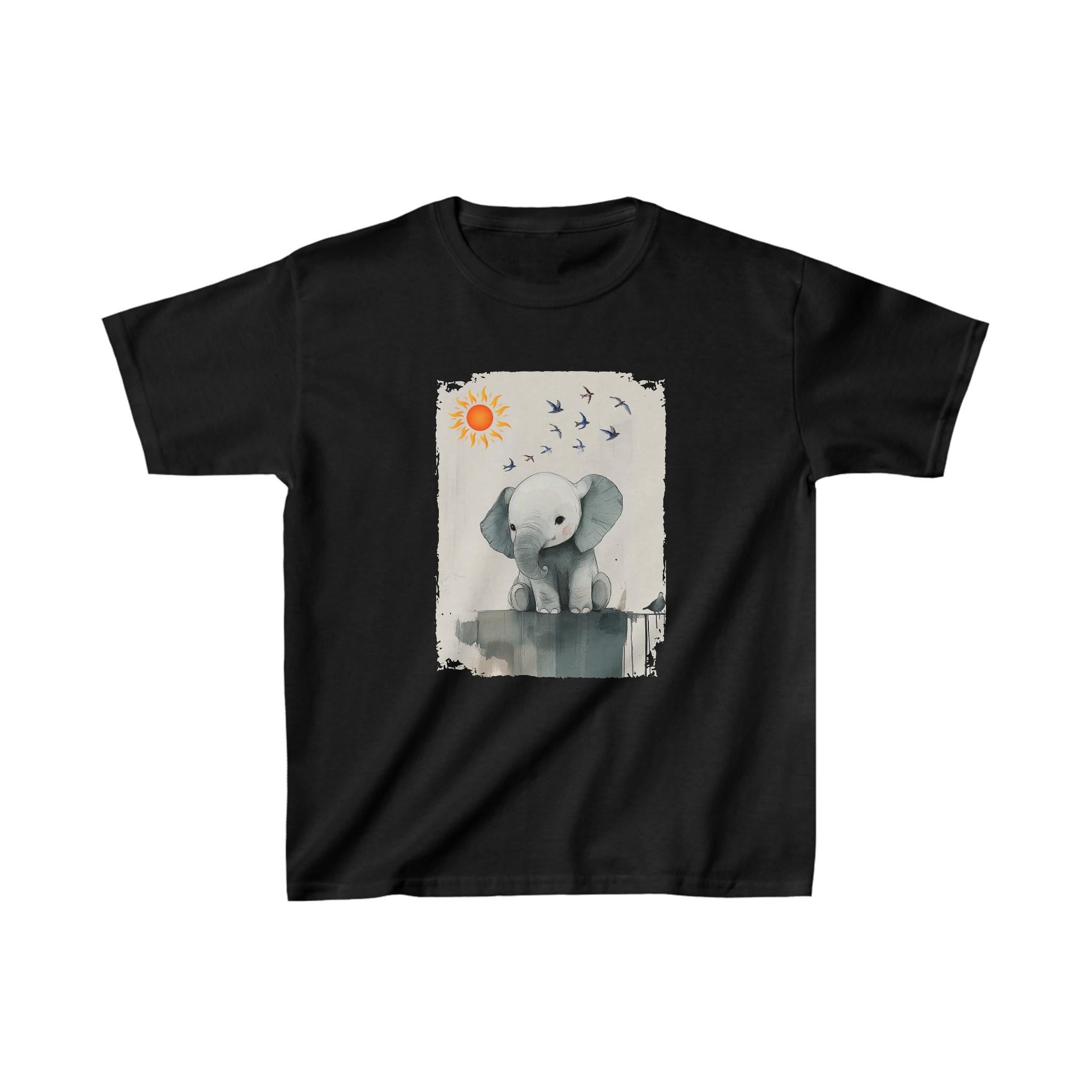 Kids T-Shirt, Magic Day with Birds and Elephant Tee, Children's Tee, Cute Animal Shirt, Magical Elephant Kids Top, Bird and Animals Youth