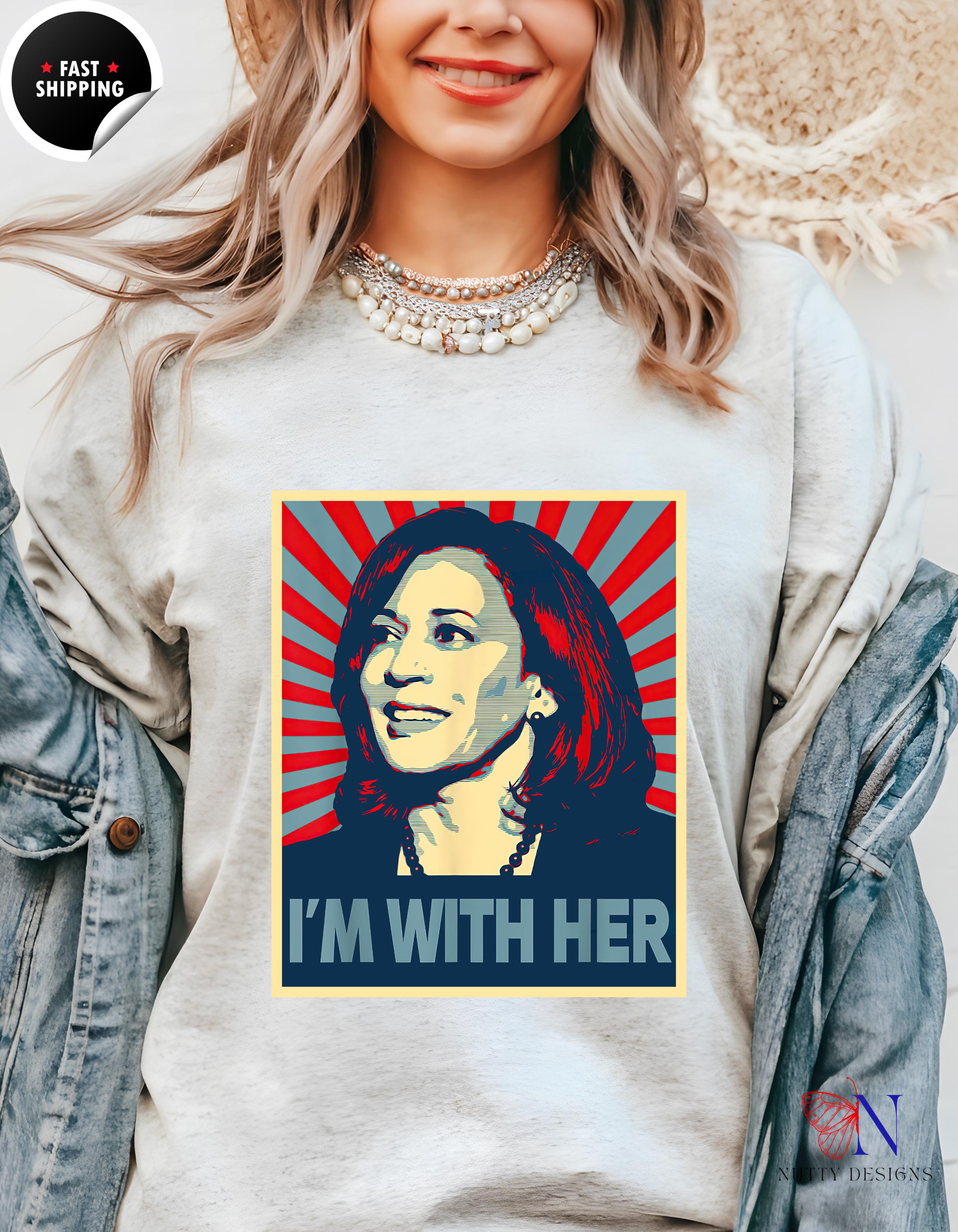 Kamala Harris Supporter Tee - "I'm With Her" T-Shirt for Women & Men, Political Graphic Shirt, Feminist Tshirt, Election Apparel