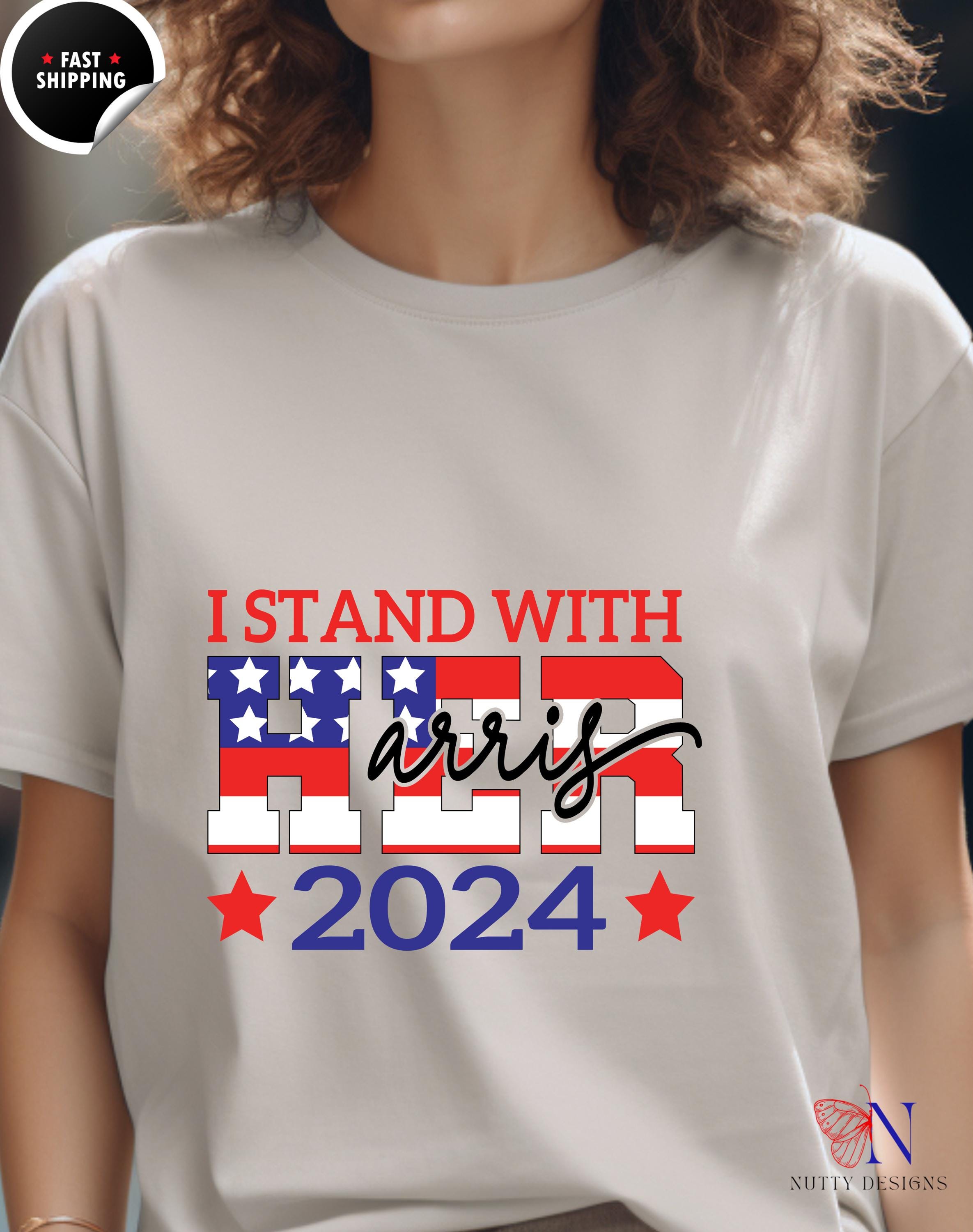 I Stand With Her T-Shirt | Kamala Harris 2024 Campaign Tee | Feminist Apparel & Political Statement Shirt