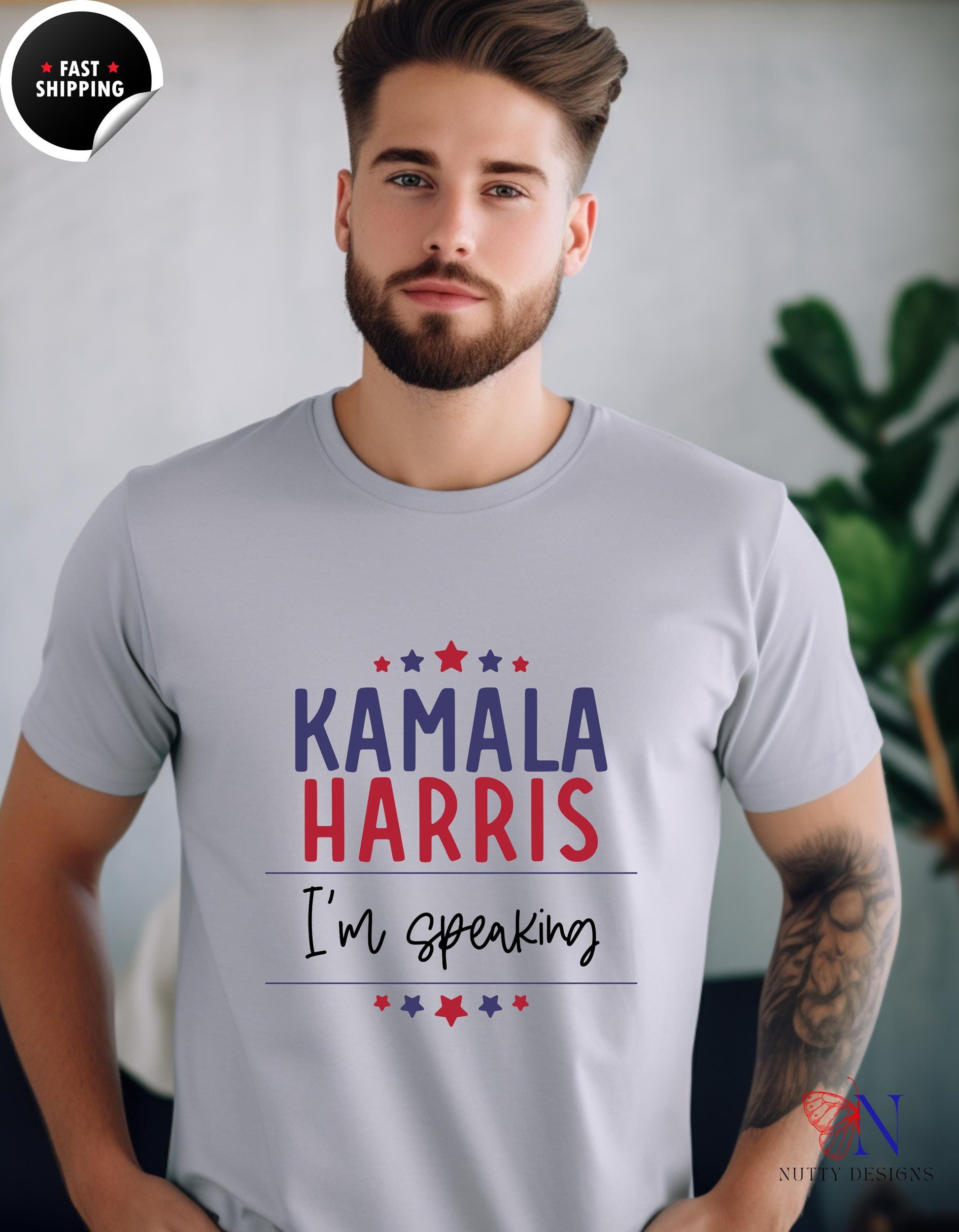 a man with a beard wearing a t - shirt that says kaala harri