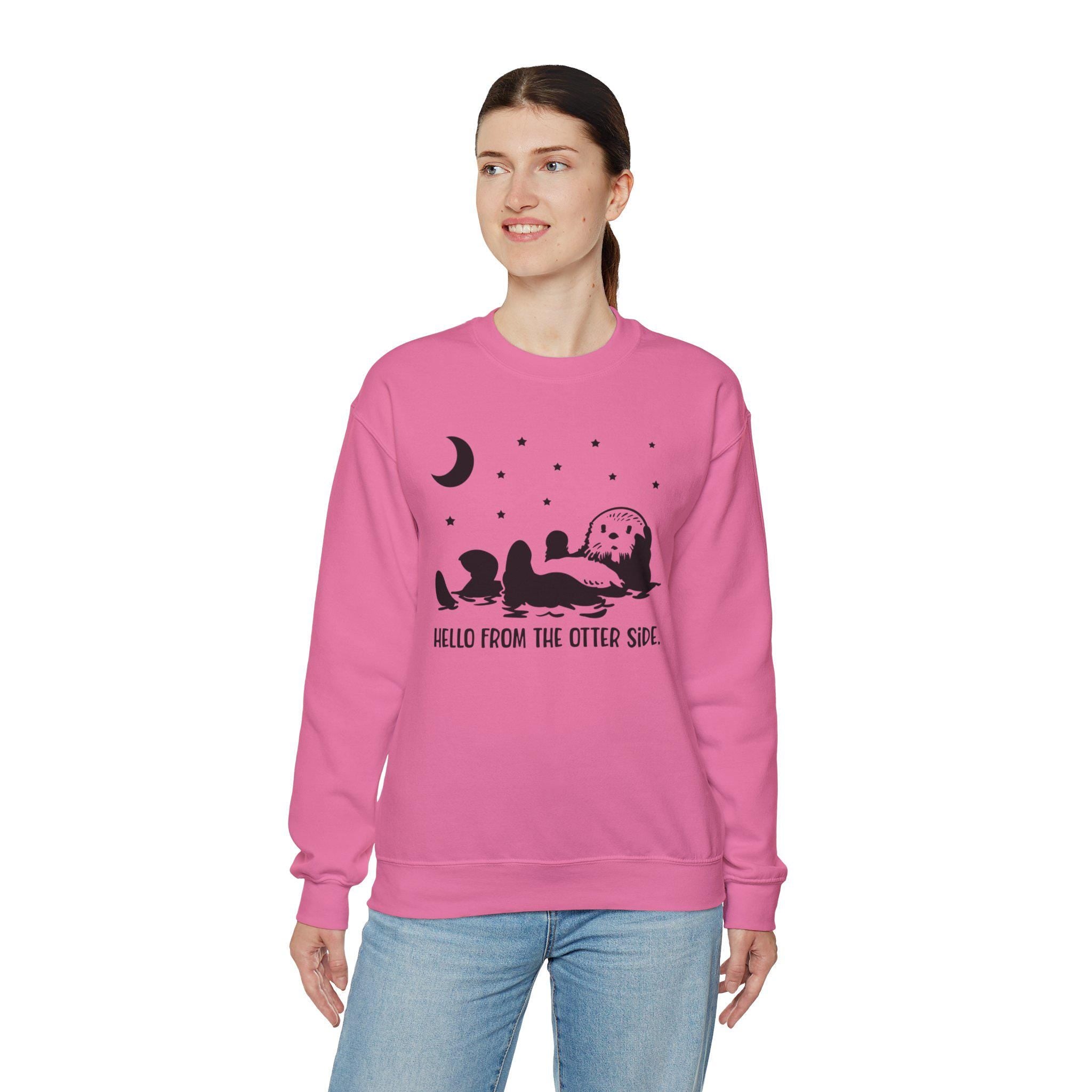 Hello From The Otter Side, funny sweatshirt with Otter, gift for marine animal lover