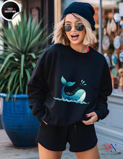 All Is Whale Sweatshirt | Quirky Pun Sweatshirt | Funny Whale Quote | Trendy Graphic Pullover for Ocean Lovers & Gift