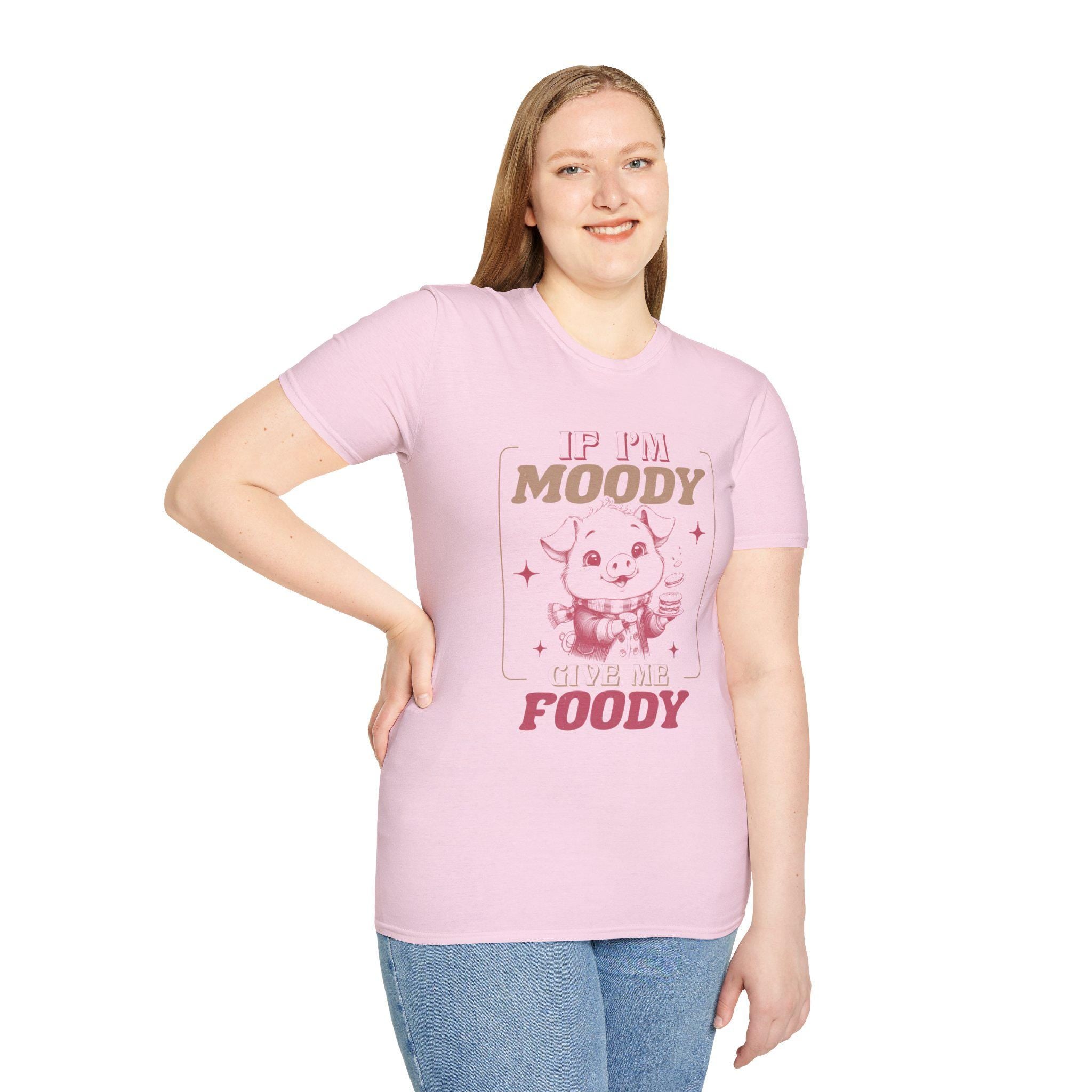 If I'm Moody Give Me Foody, Cute Funny Pig T-shirt