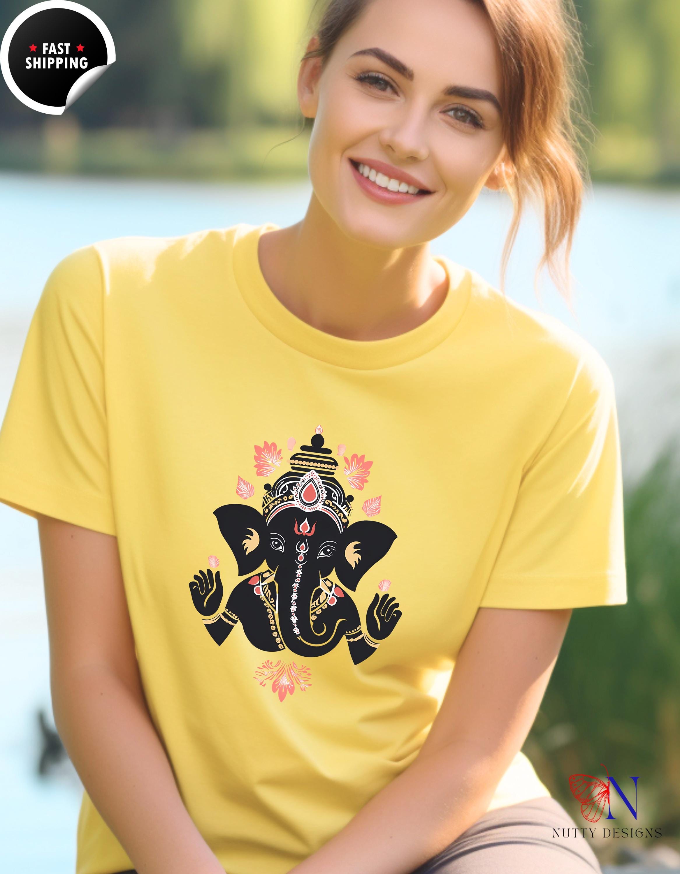 Ganesha Graphic T-Shirt | Cute Gift for Diwali, Navratri & Durga Pooja | Hindu Religion Apparel