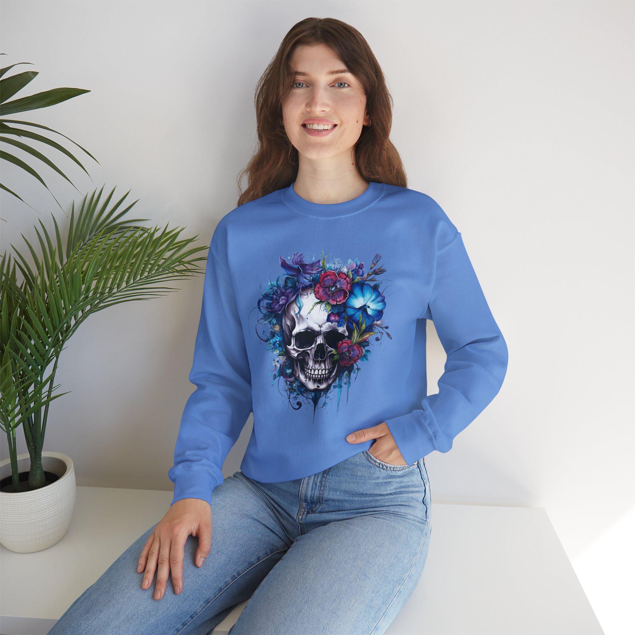 Skull Bloom, Halloween Themed Sweatshirt