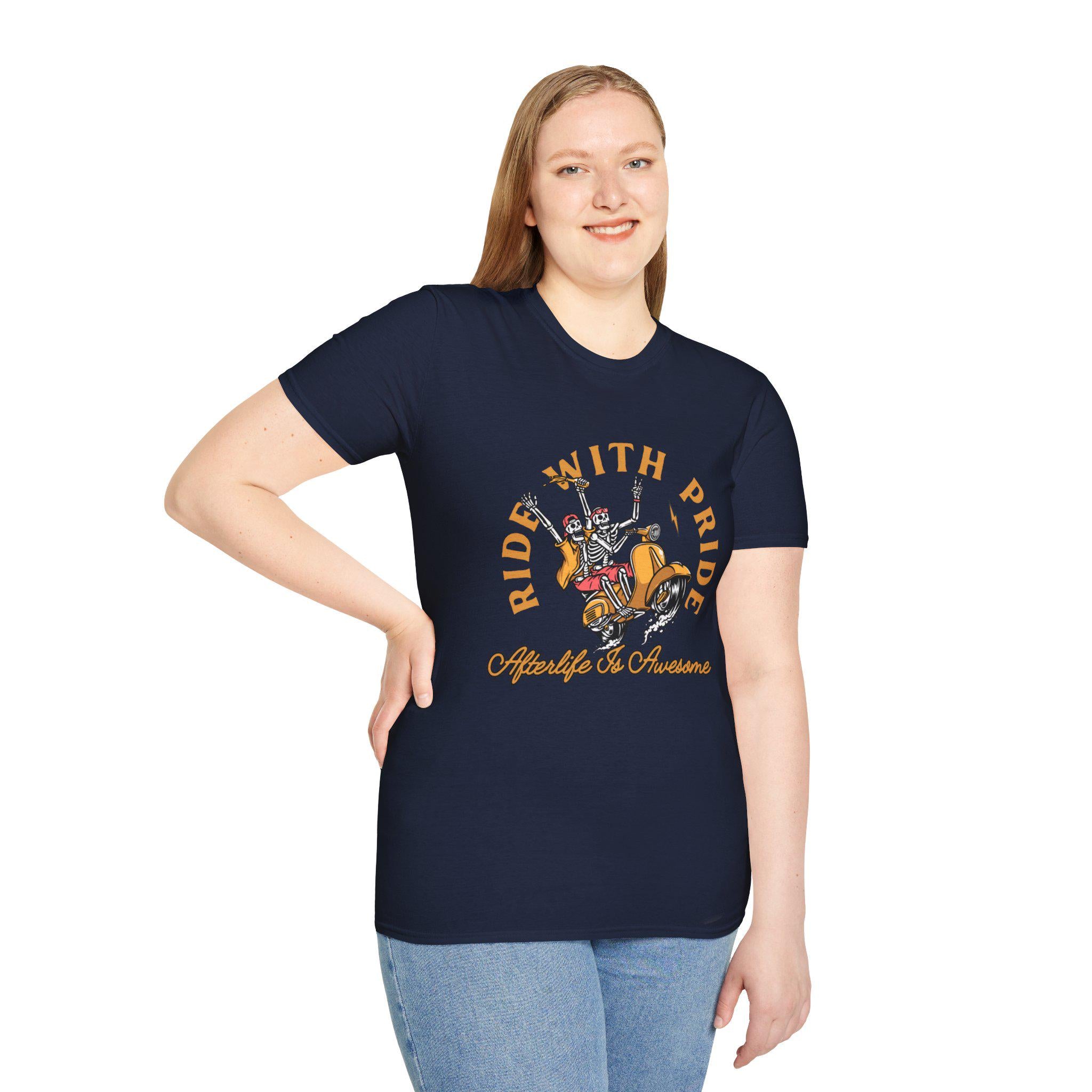 Ride With Pride Happy Skeletons T-Shirt Product Photo | Nutty Designs