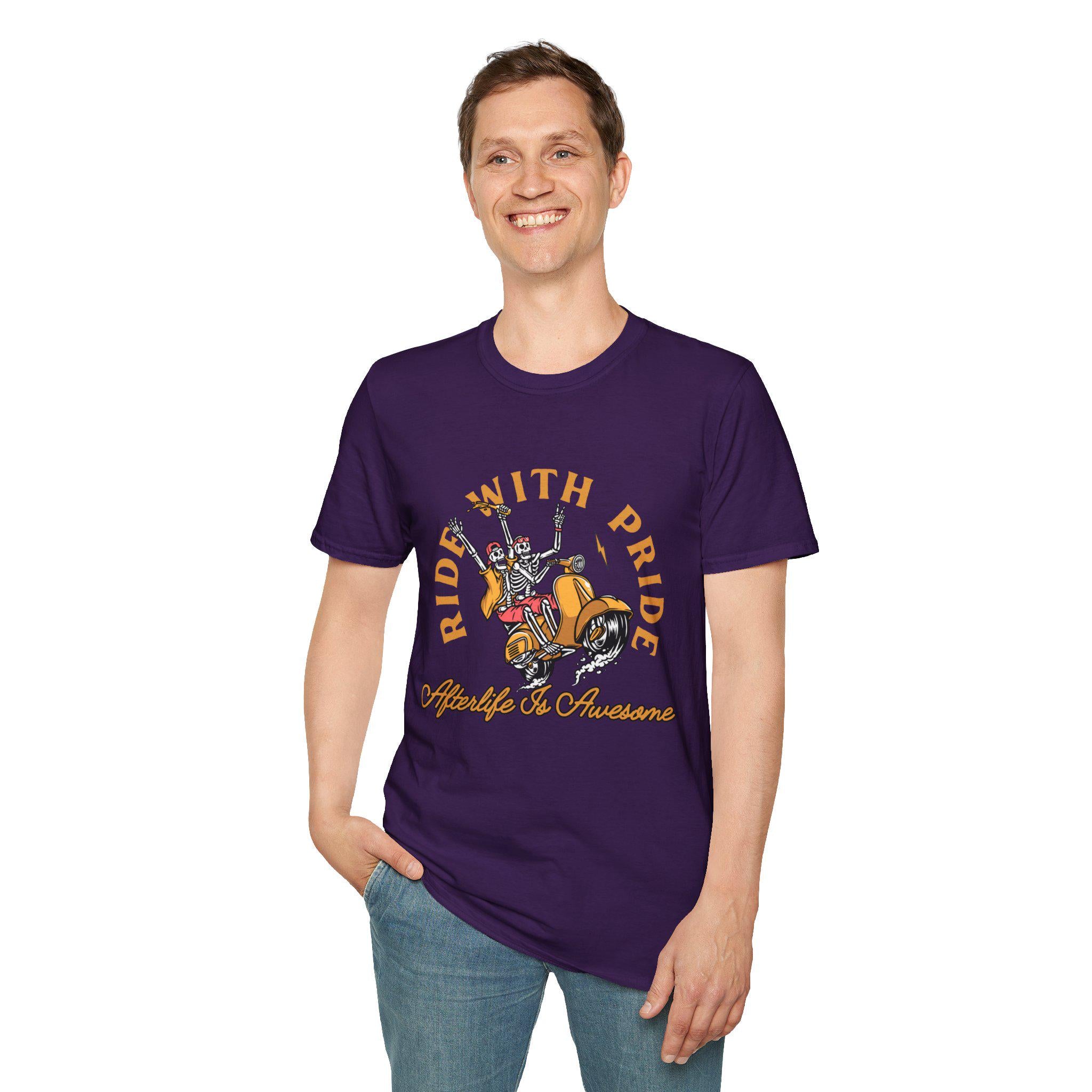 Ride With Pride Happy Skeletons T-Shirt Product Photo | Nutty Designs