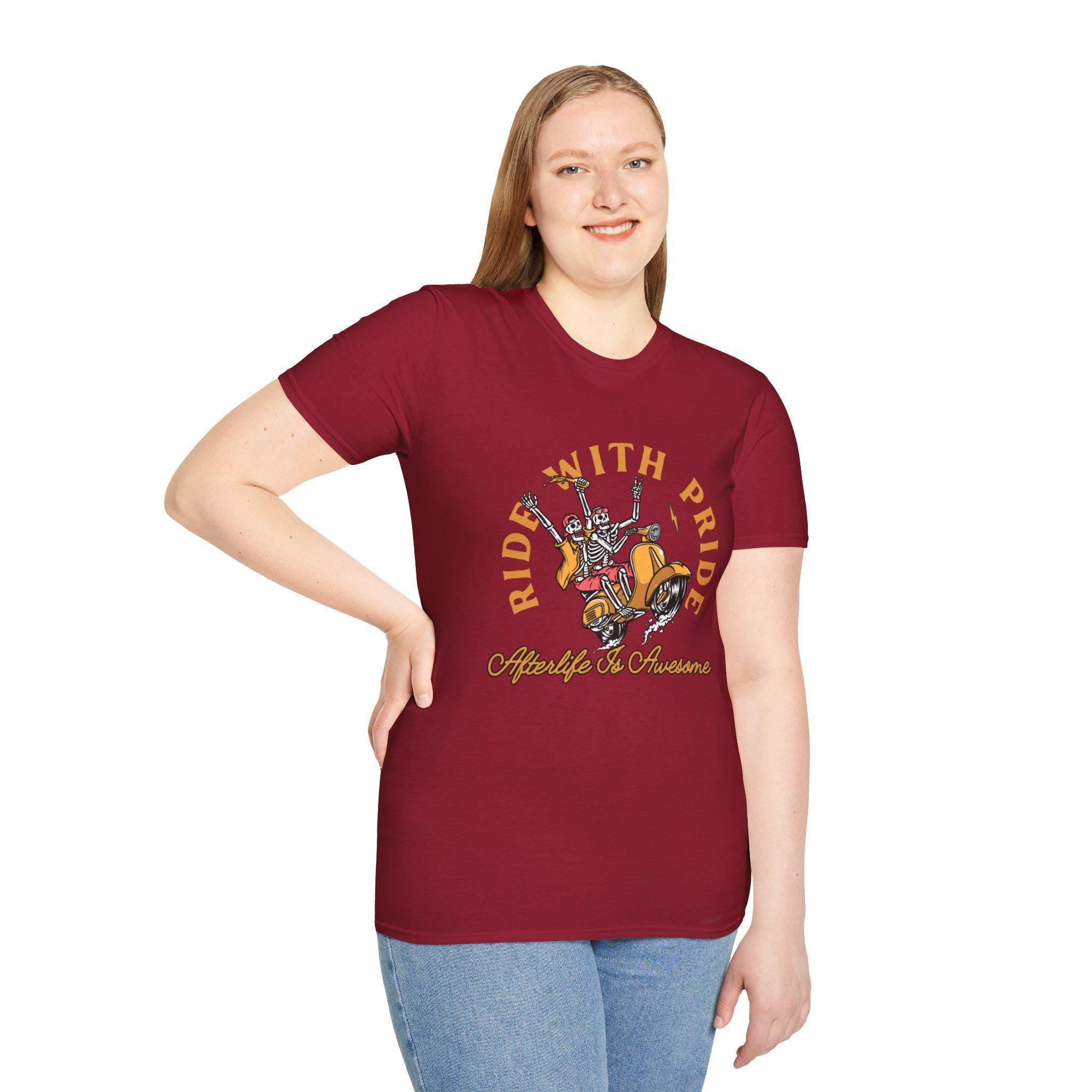 Ride With Pride Happy Skeletons T-Shirt Product Photo | Nutty Designs