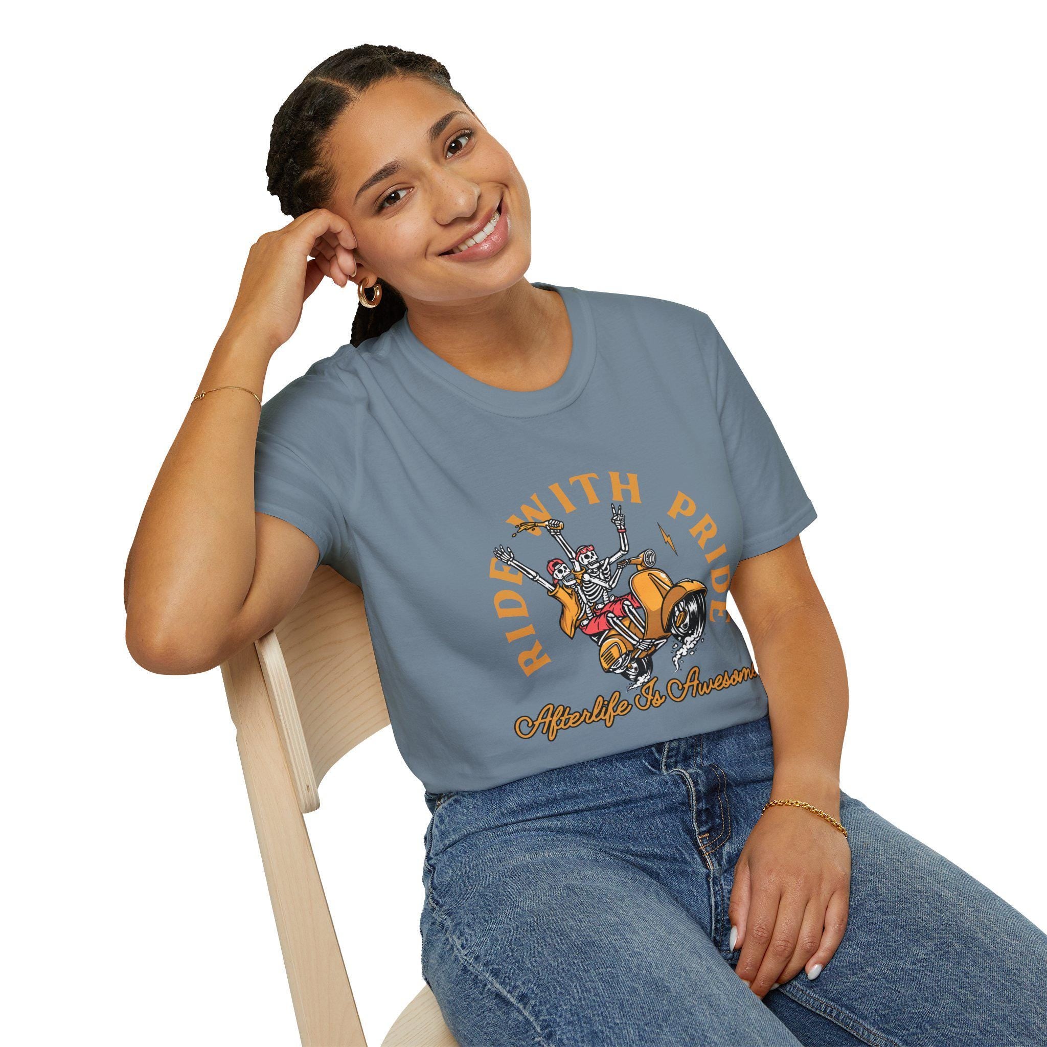 Ride With Pride Happy Skeletons T-Shirt Product Photo | Nutty Designs
