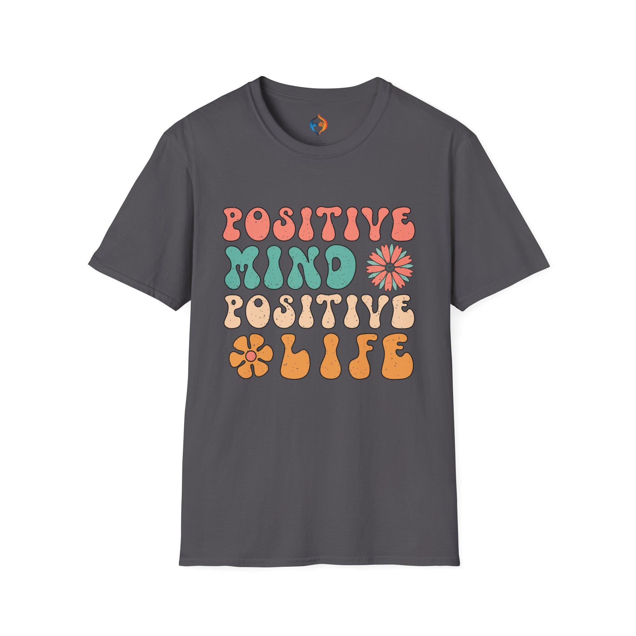 Positive Mind Positive Life — Good Vibes Only Encouraging T-Shirt Product Photo | Nutty Designs