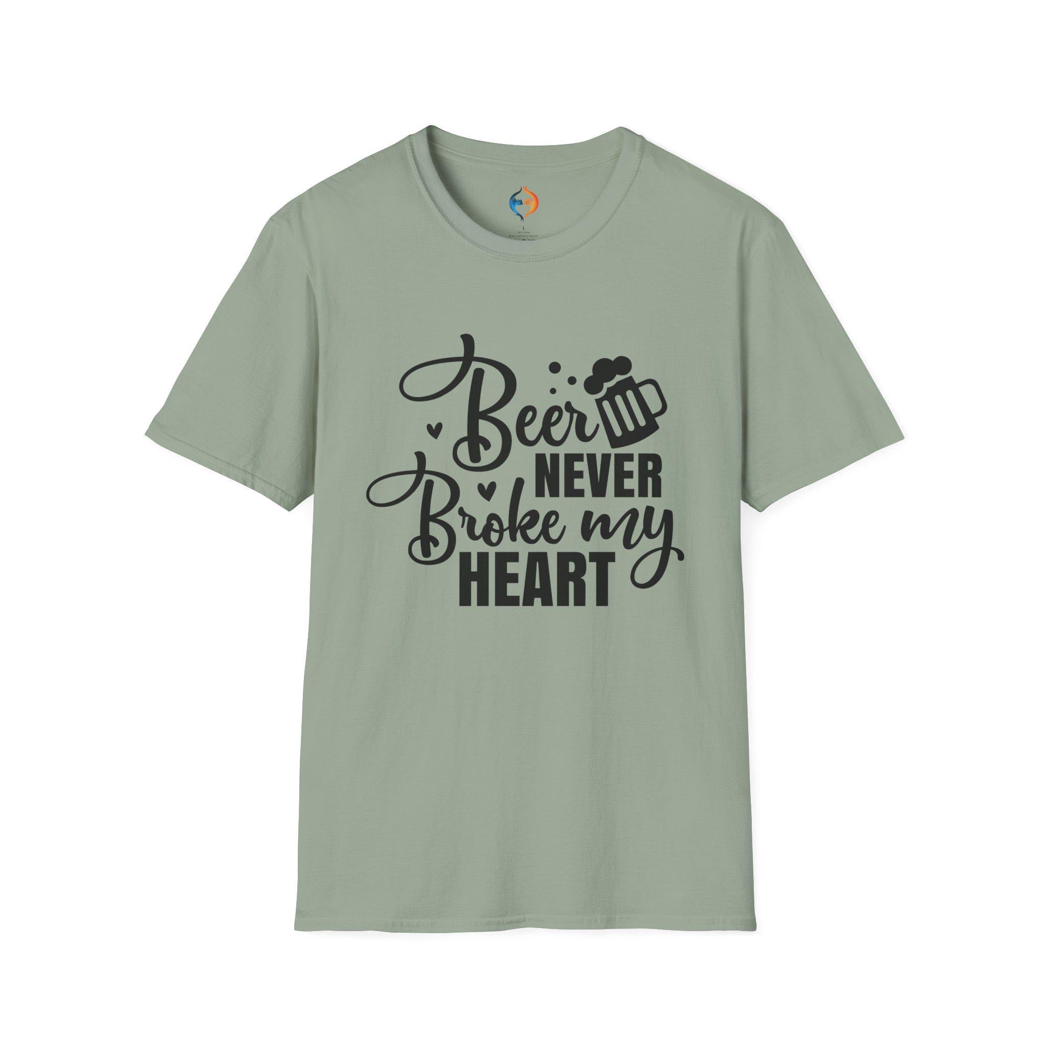 Funny Beer T-Shirt Beer Never Broke My Heart  Humorous Graphic Tee for Spirit Lovers & Party Enthusiasts, Unique Gift Idea