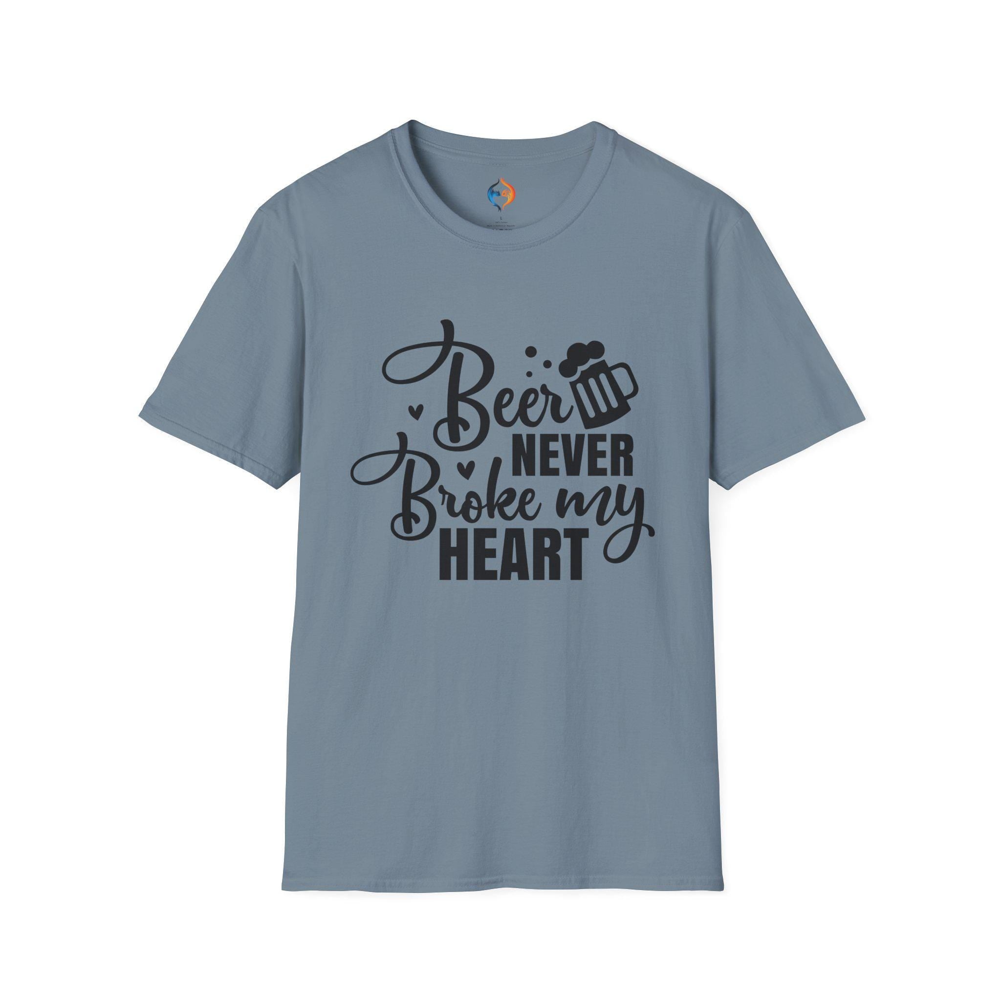 Funny Beer T-Shirt Beer Never Broke My Heart  Humorous Graphic Tee for Spirit Lovers & Party Enthusiasts, Unique Gift Idea
