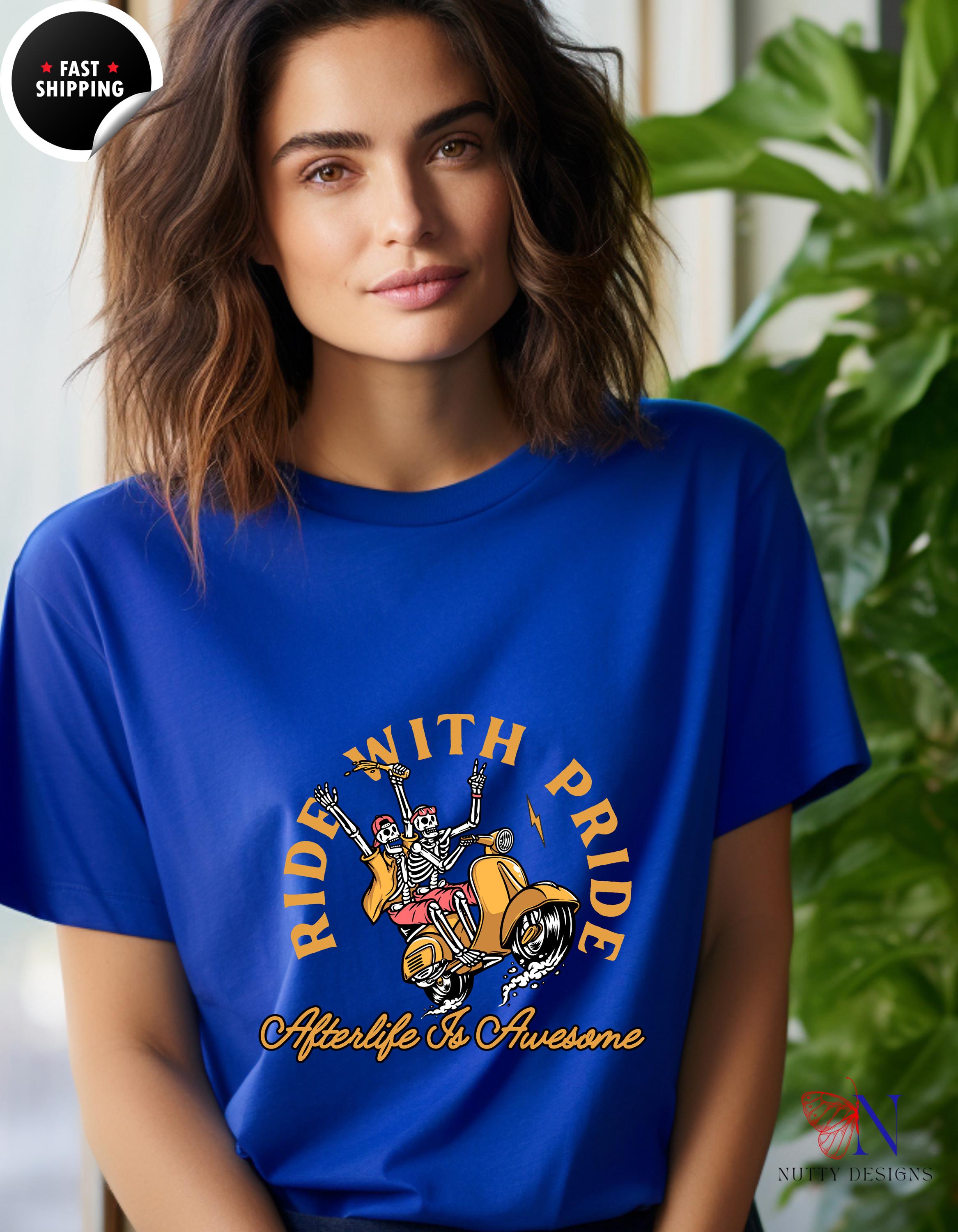 Ride With Pride Happy Skeletons T-Shirt Product Photo | Nutty Designs