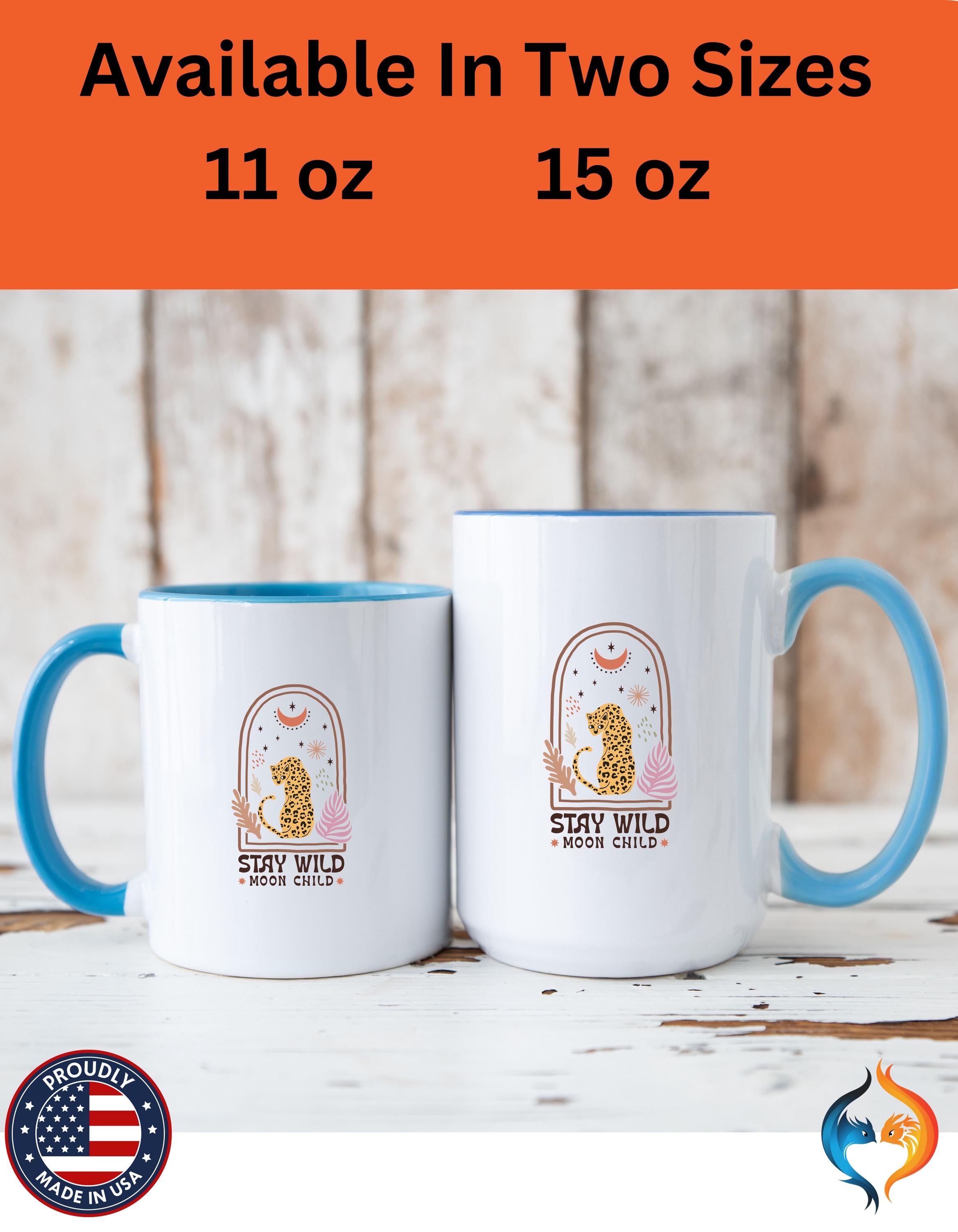 Funny Coffee Mug, Personalized Mug, Stay Wild Moon Child Accent Coffee Cup (11, 15oz), Gift Under 20, White Elephant gift, Motivational Cup