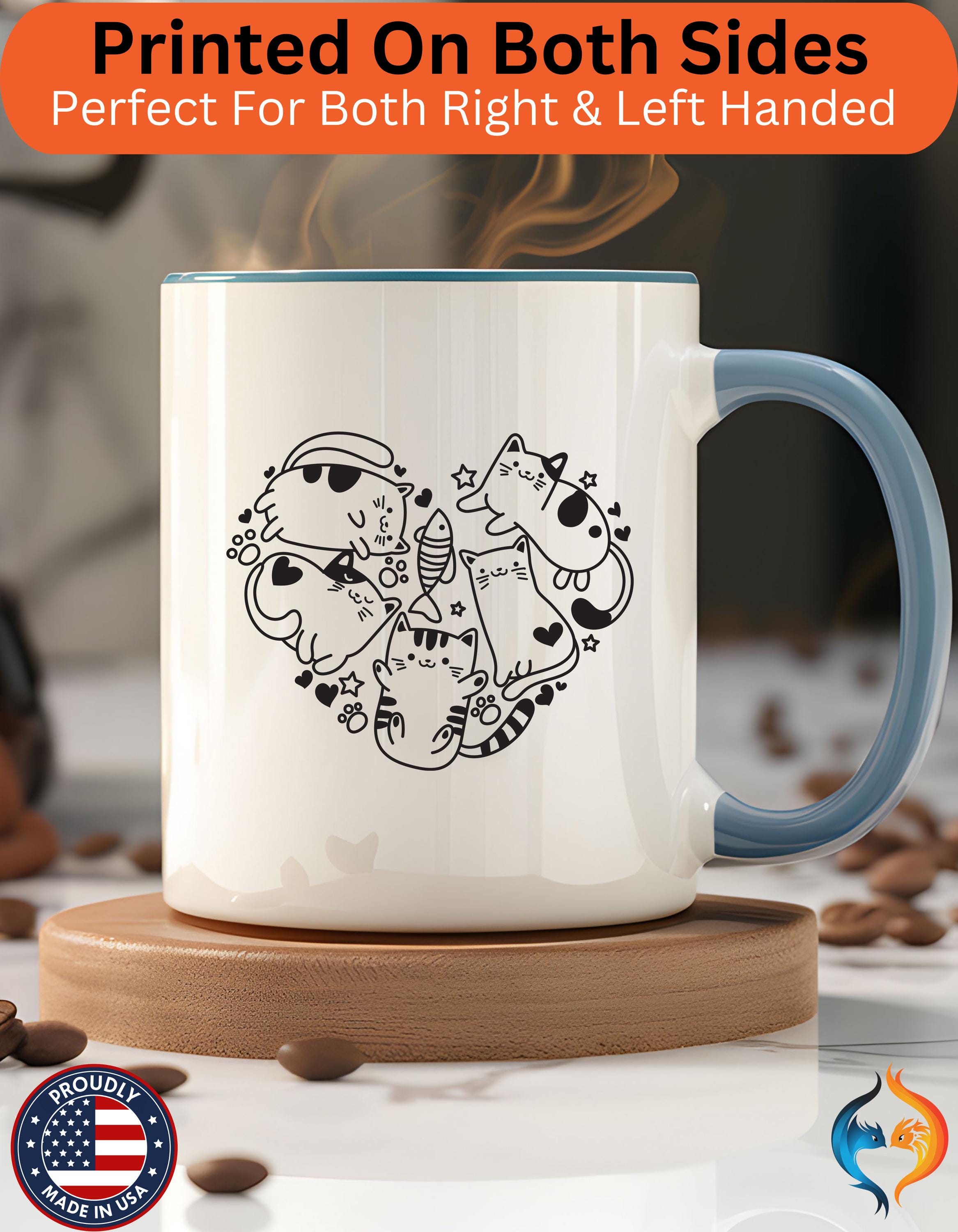 Funny Coffee Mug, Personalized Mug, Heart Full Of Cats Accent Coffee Cup (11, 15oz), Gift Under 20, White Elephant, Cat & pet lover gift