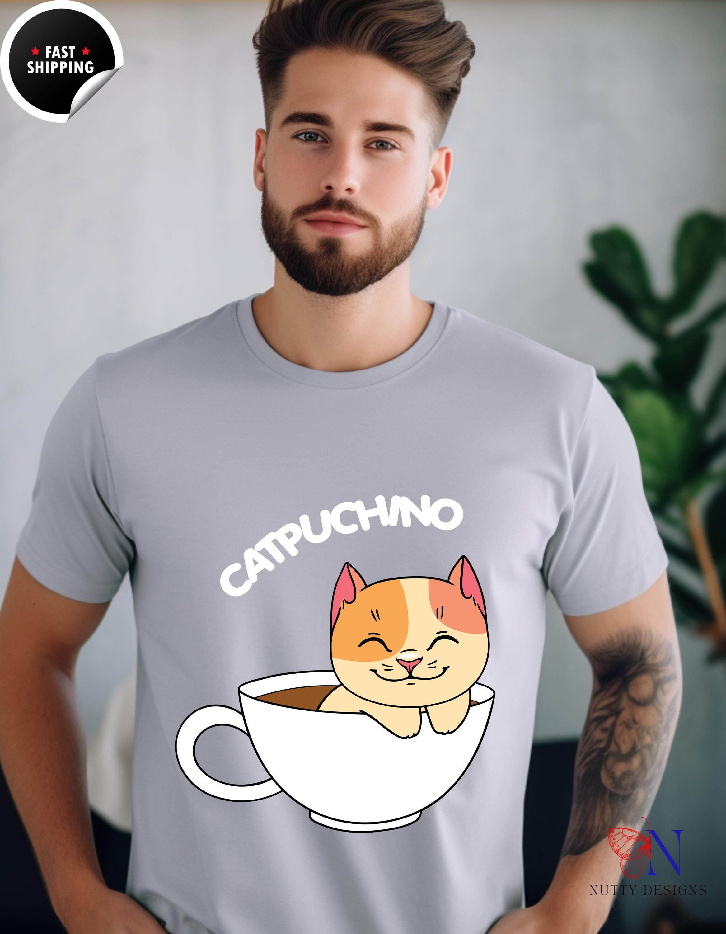 Cat Coffee Lover Shirt, Catpuchino T-Shirt Product Photo | Nutty Designs