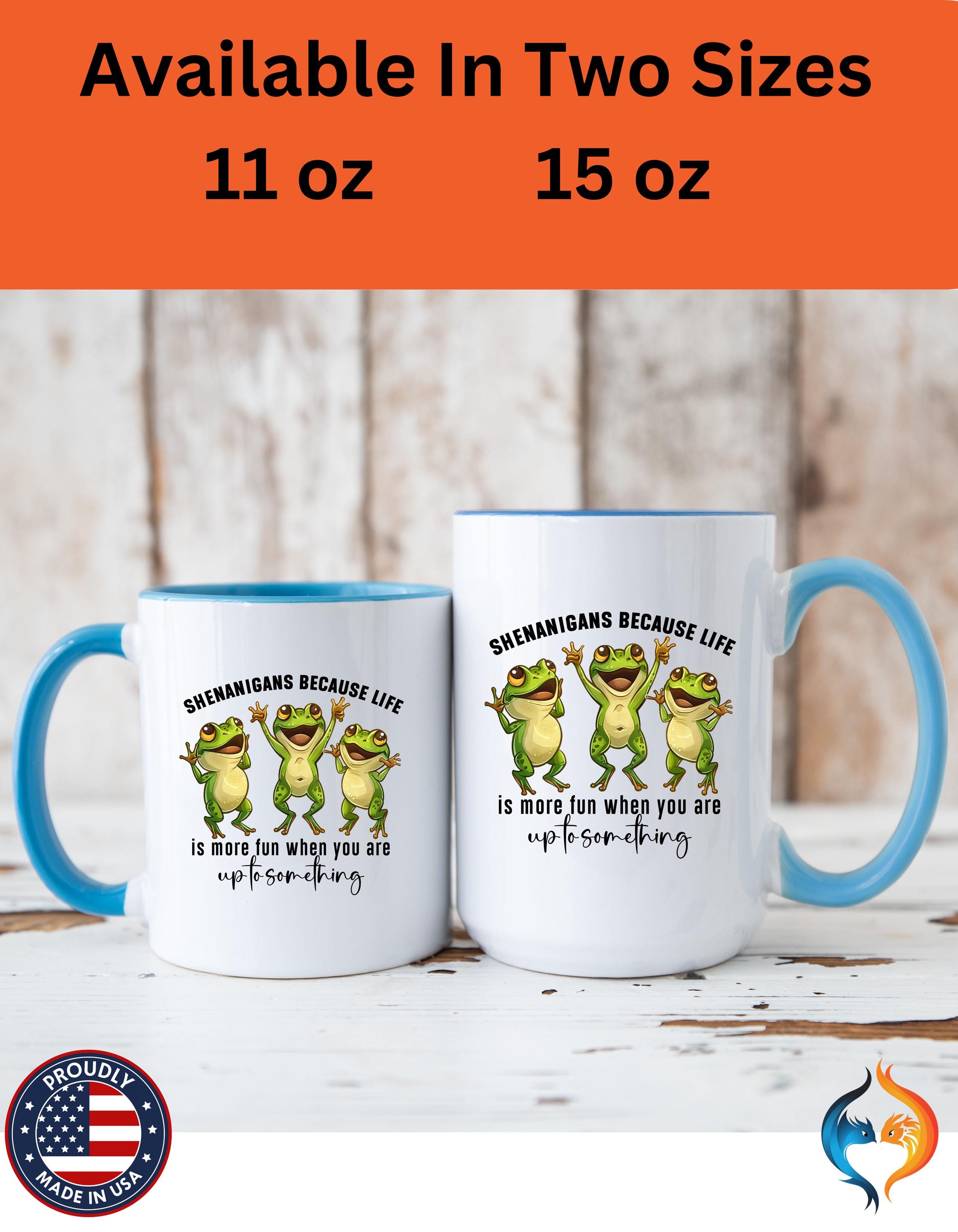 Funny Coffee Mug, Personalized Mug, Shenanigans because life Is More Fun Upto Something Accent Cup (11, 15oz), Gift Under 20, White Elephant