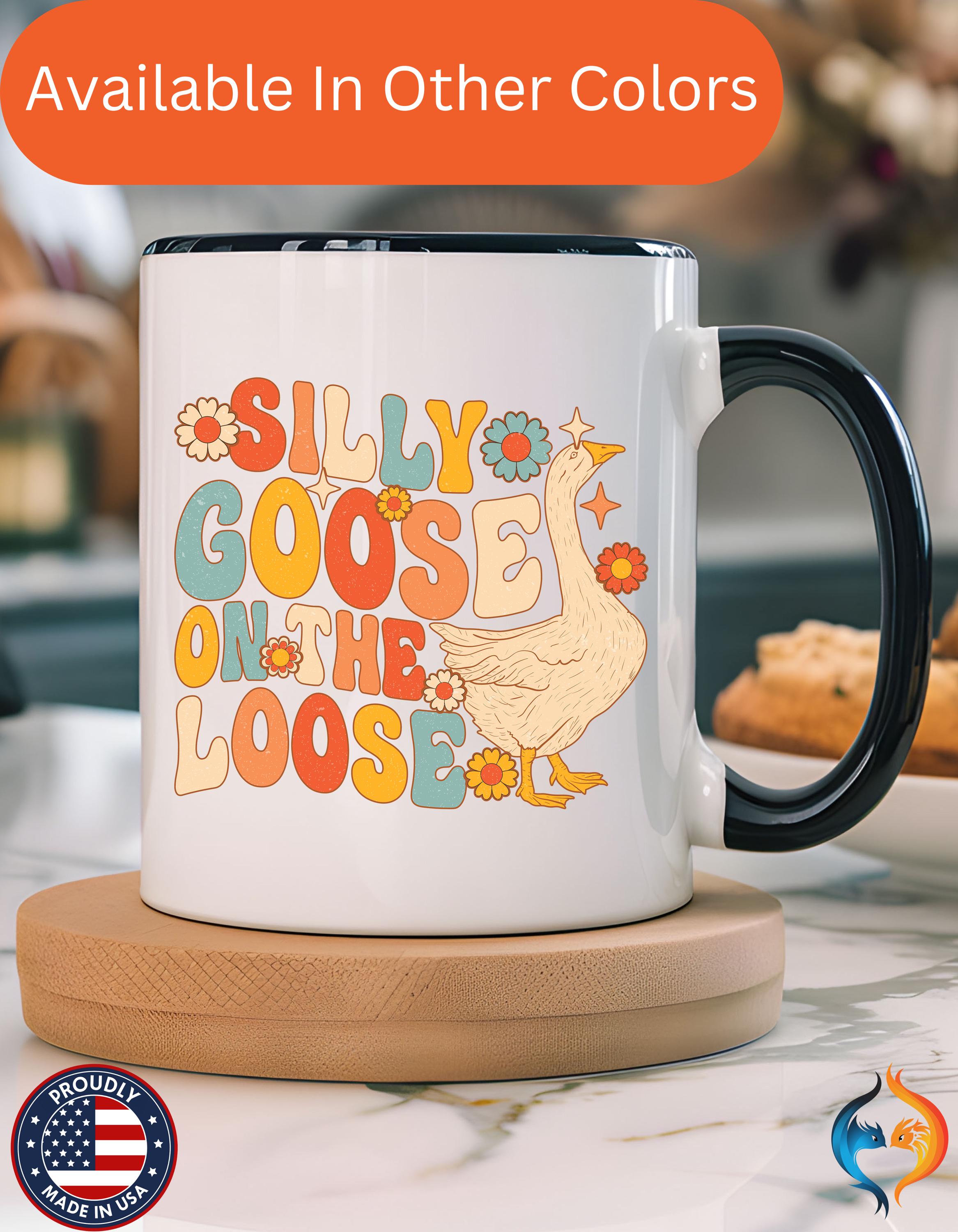 Funny Coffee Mug, Personalized Mug, Silly Goose On The Loose Accent Coffee Cup (11, 15oz), Gift Under 20, White Elephant, Animal Lover Gift