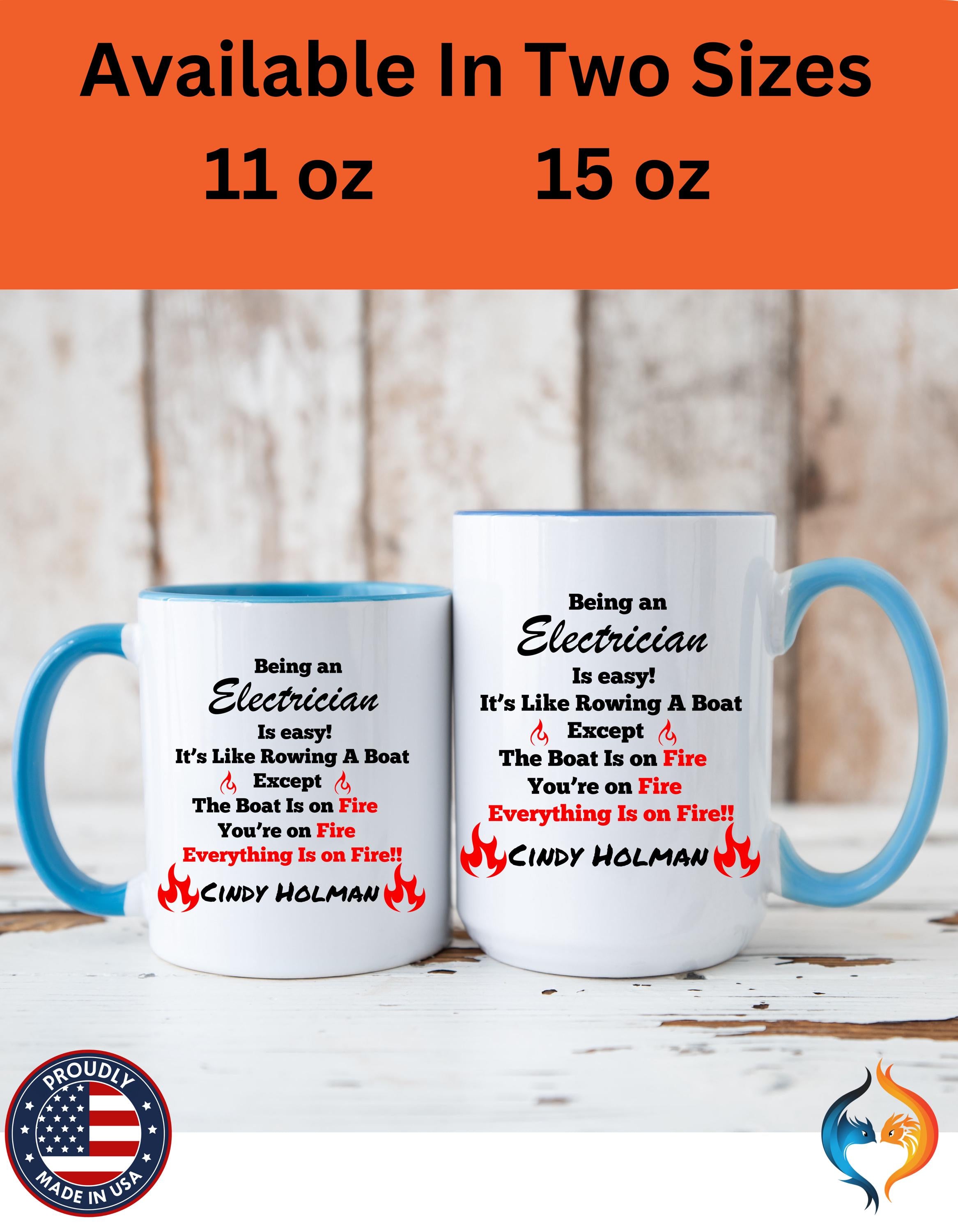 Funny Work Mug, Personalized Mug, Being An Electrician Is Easy Accent Coffee Cup 11,15oz Gift For Coworker, Team Building Merch