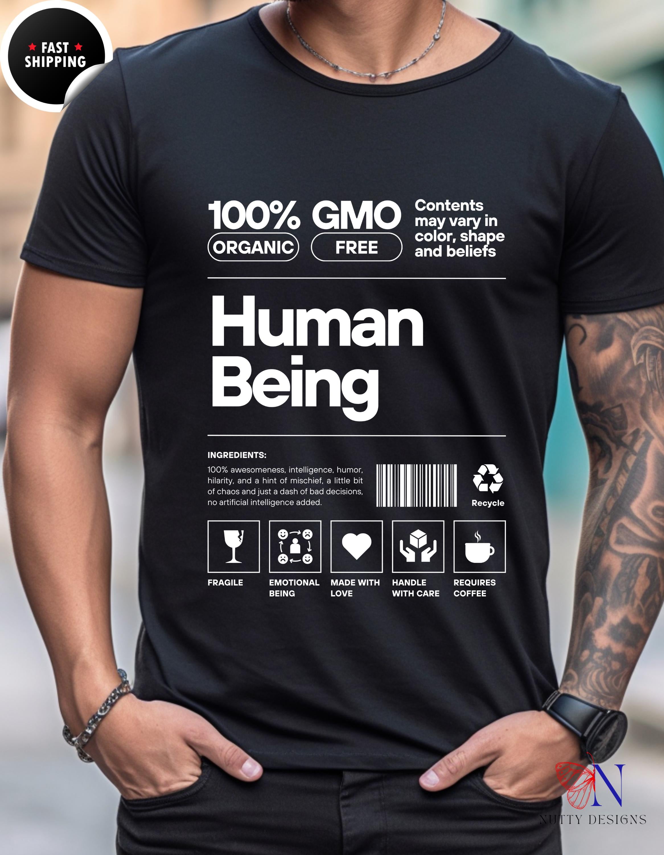 Human Being tee, Facts Graphic T-Shirts, Funny Tee, Fun Facts Top, Simple Print, Equality Shirts, Unique Birthday Gifts unisex tshirt