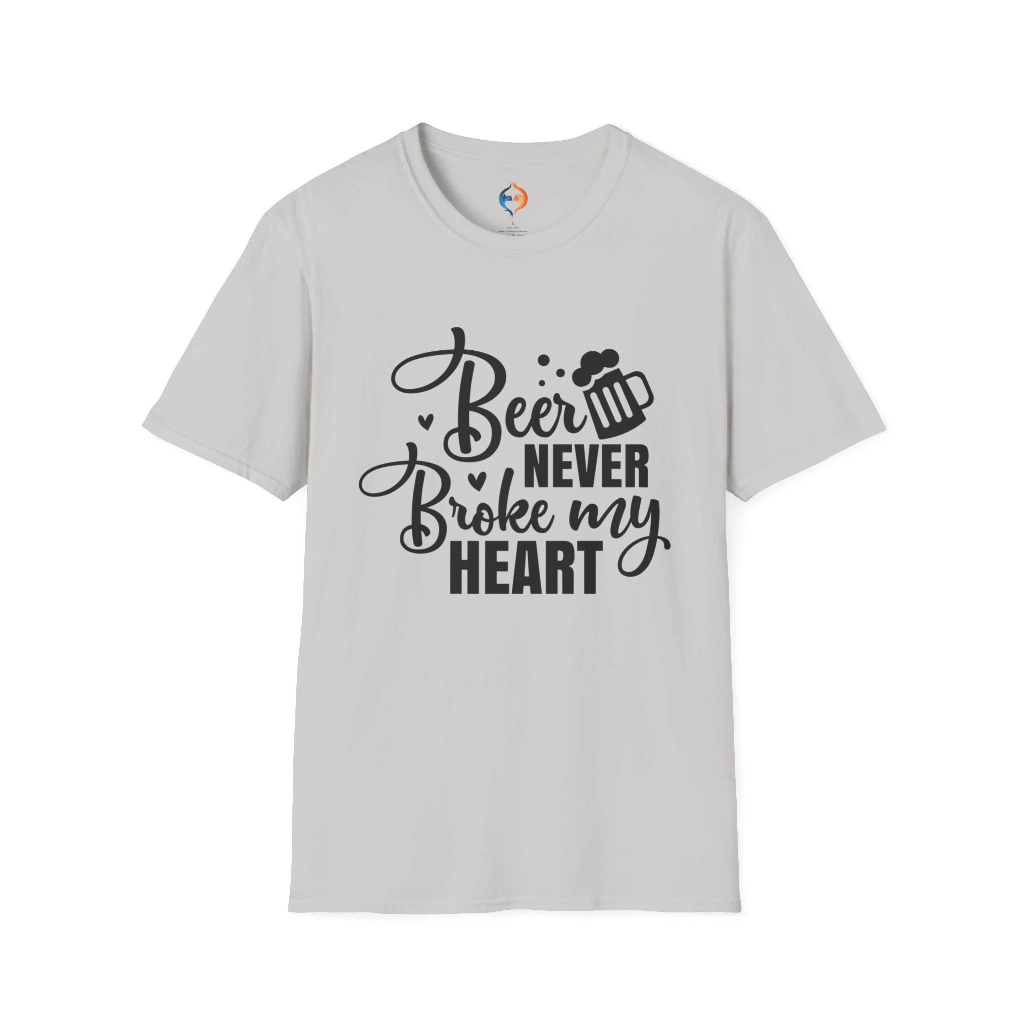 Funny Beer T-Shirt Beer Never Broke My Heart  Humorous Graphic Tee for Spirit Lovers & Party Enthusiasts, Unique Gift Idea