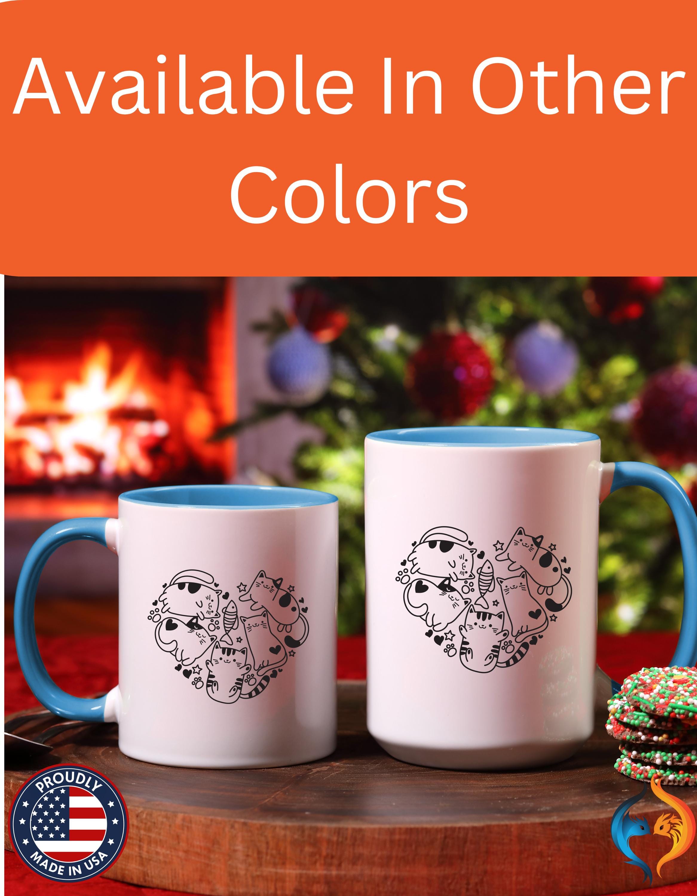 Funny Coffee Mug, Personalized Mug, Heart Full Of Cats Accent Coffee Cup (11, 15oz), Gift Under 20, White Elephant, Cat & pet lover gift
