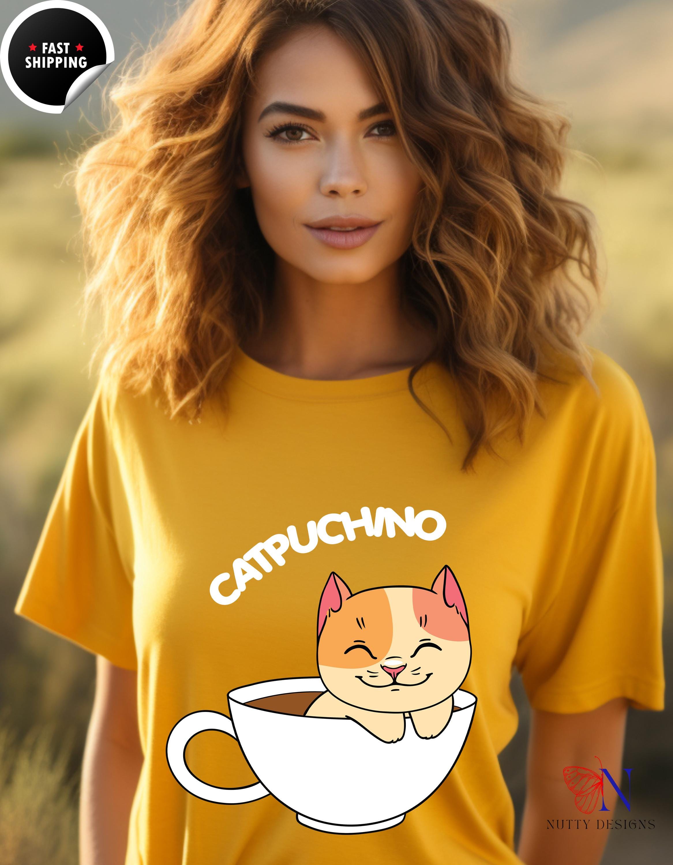 Cat Coffee Lover Shirt, Catpuchino T-Shirt Product Photo | Nutty Designs