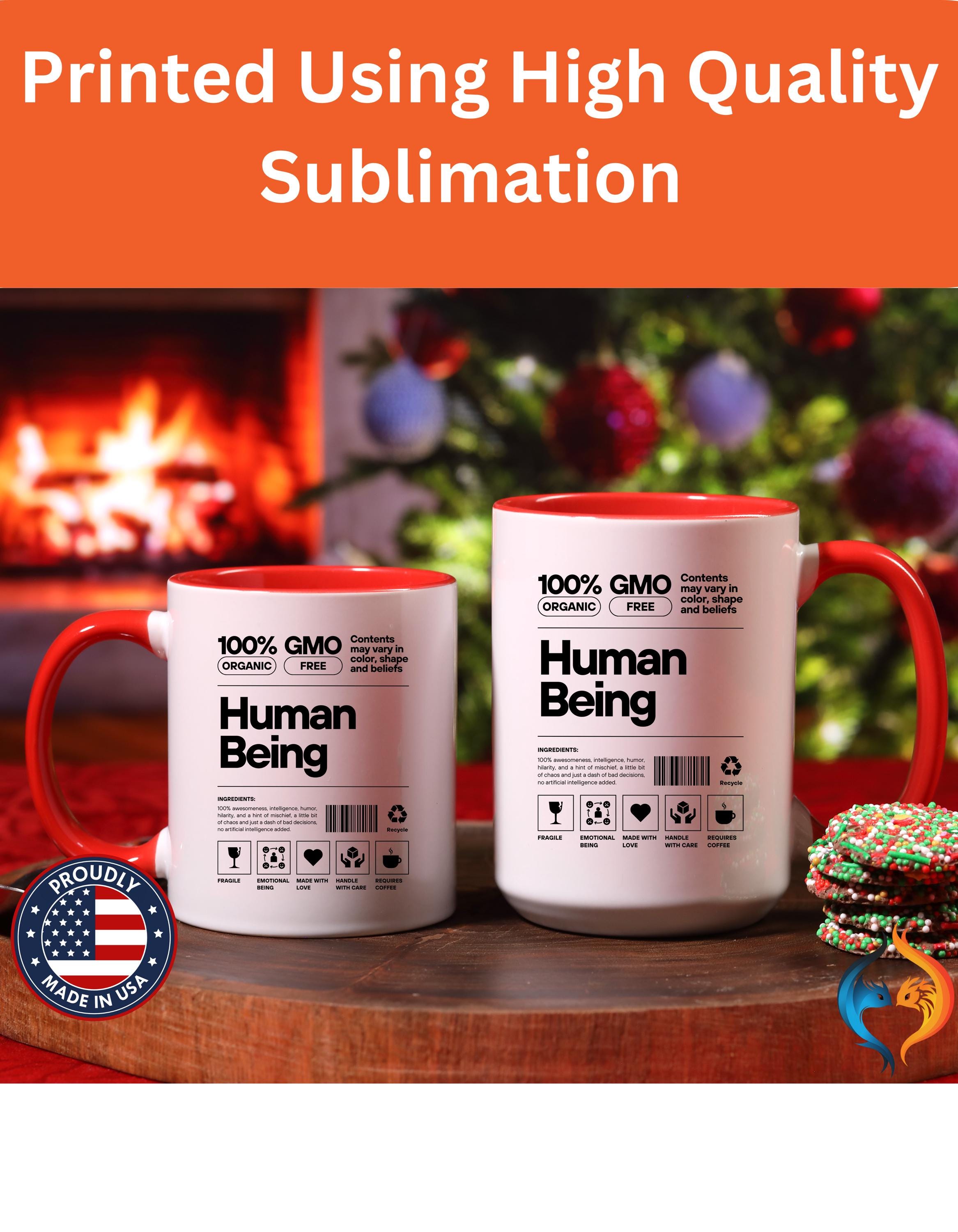 Funny Coffee Mug, Personalized Mug, Human Being Nutrition Facts Accent Cup (11, 15oz), Gift Under 20, White Elephant gift, quirky nerdy cup